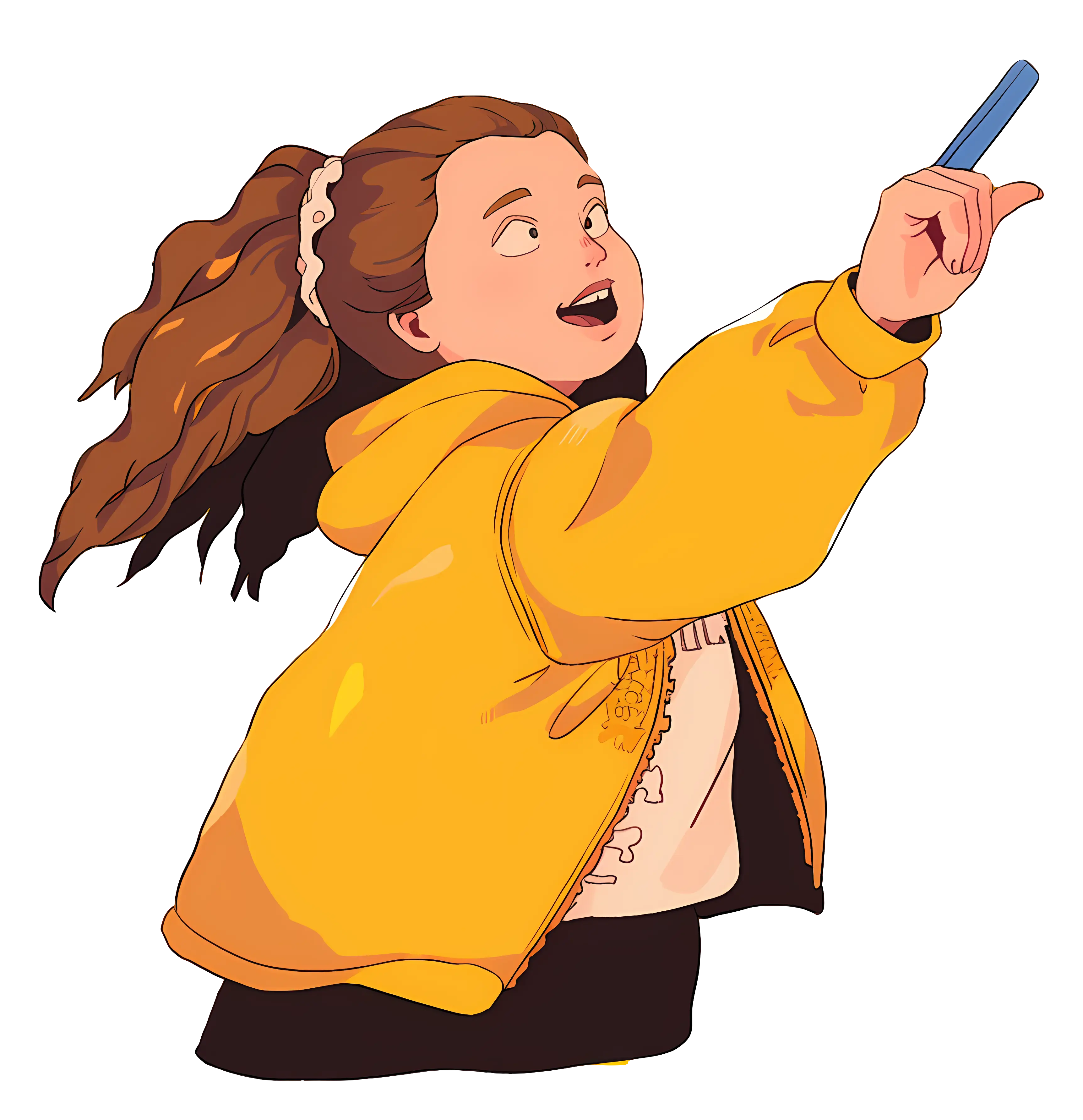 Cartoon Girl in Yellow Jacket