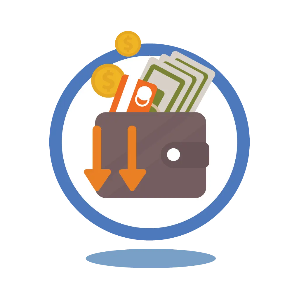 Wallet with Money and Coins