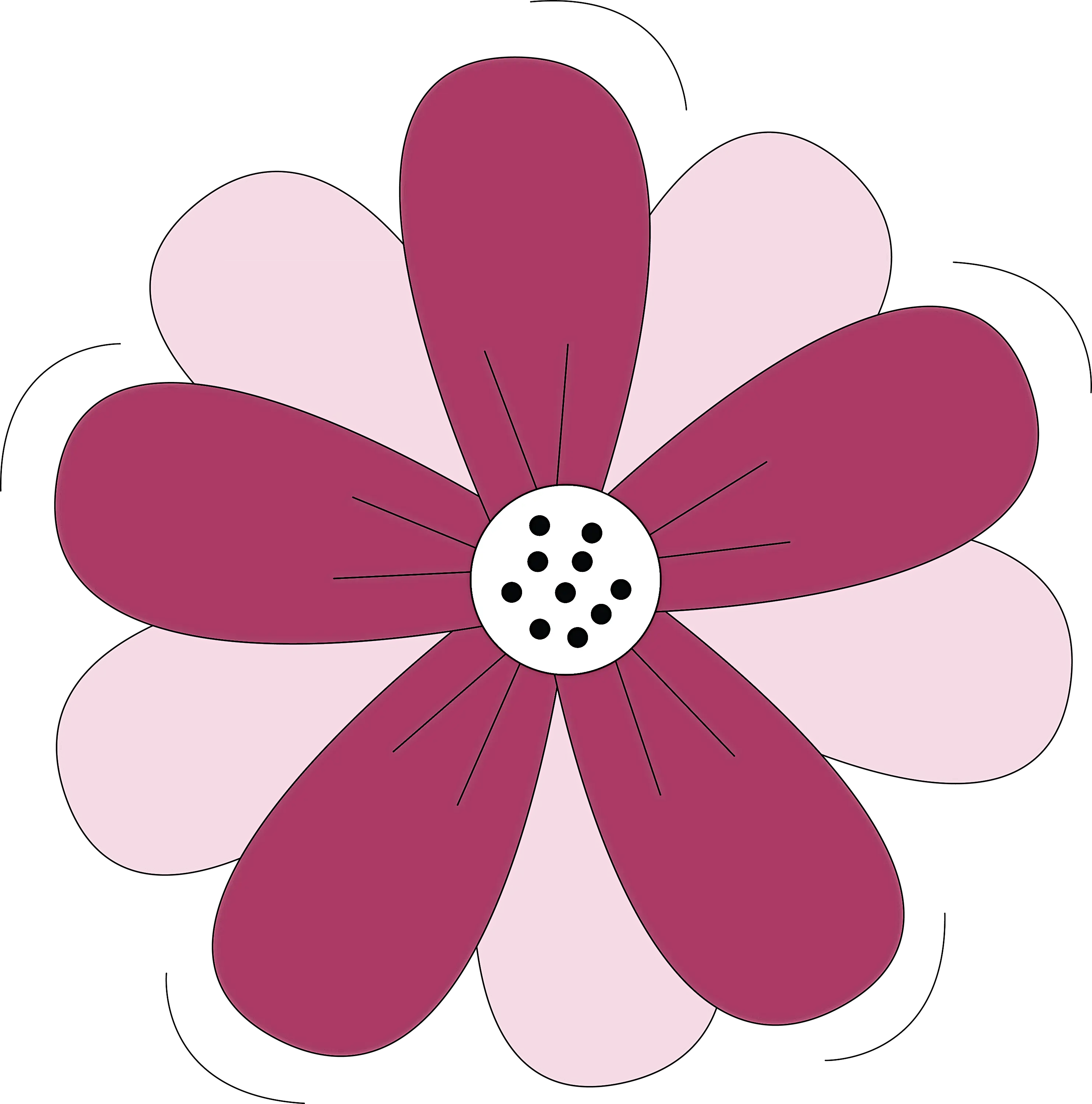 Purple Cartoon Flower with Light Pink Petals