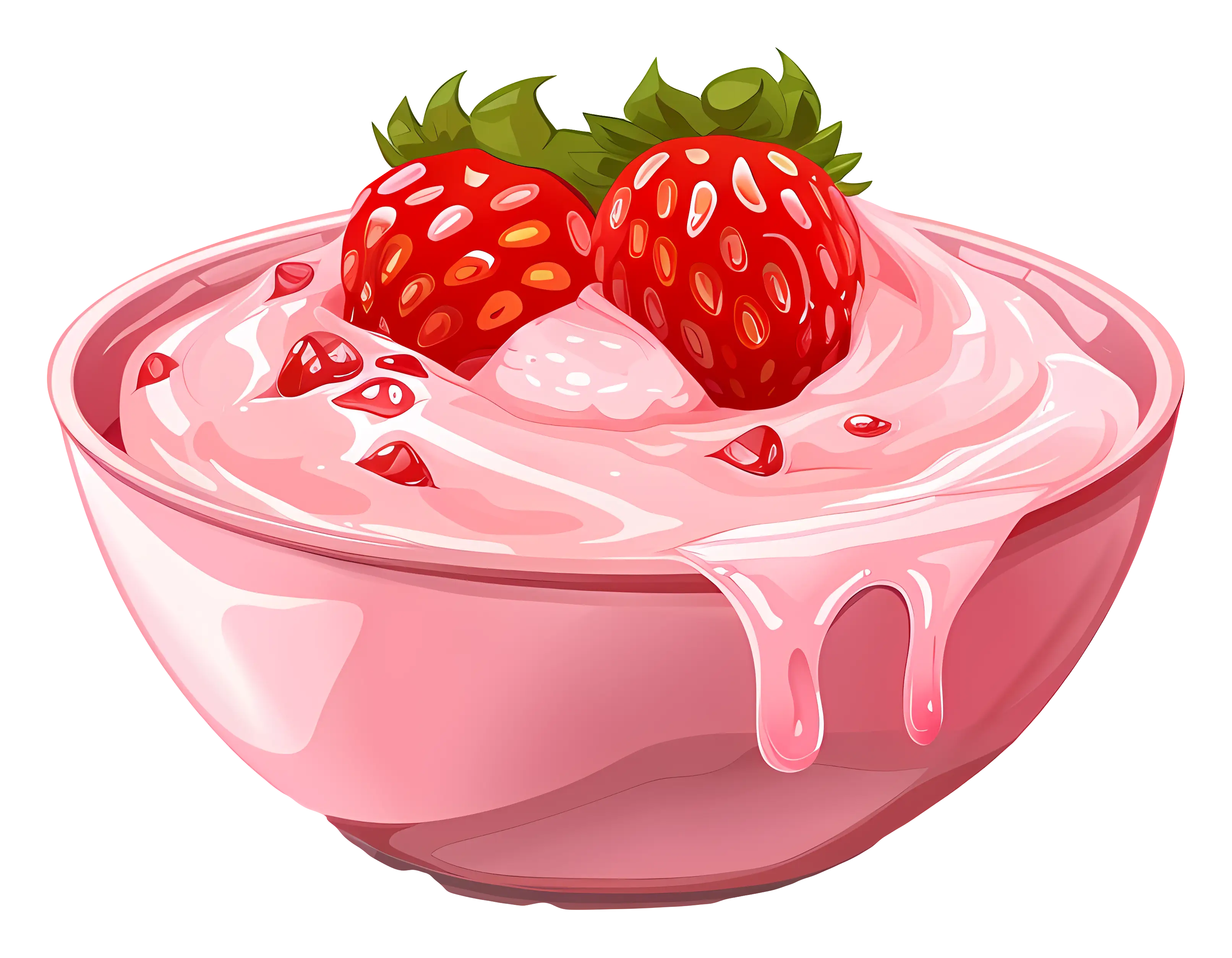 Delicious Strawberry Yogurt in a Pink Bowl