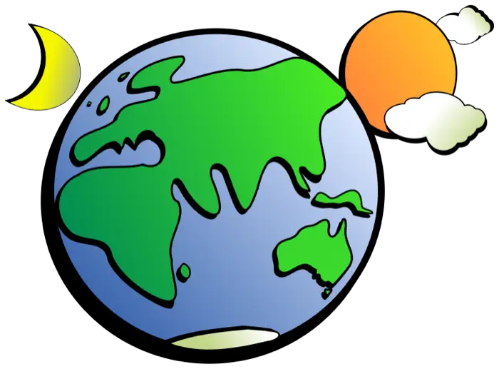 Earth Illustration with Day and Night Elements
