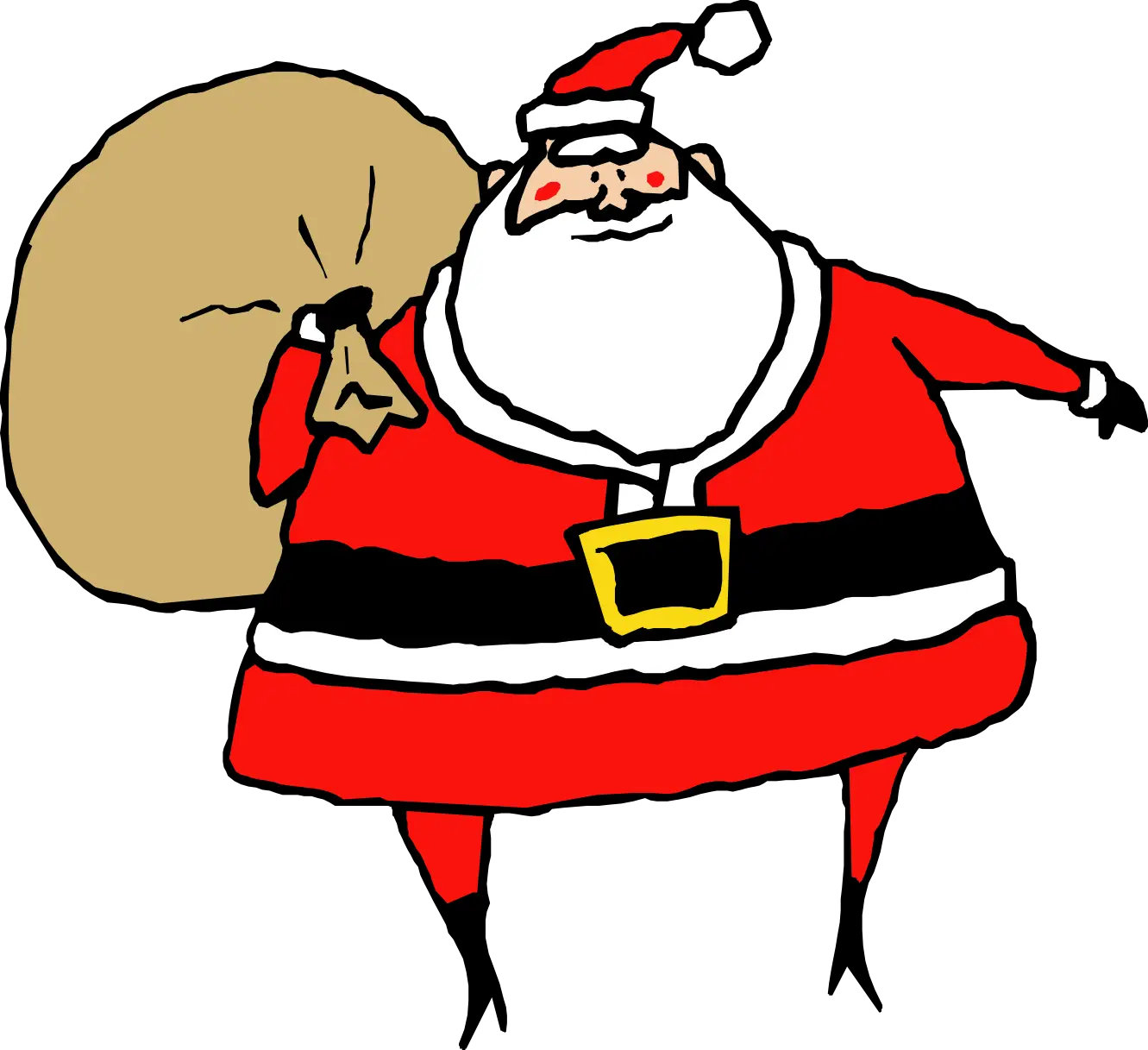 Santa Claus Cartoon with Sack of Gifts