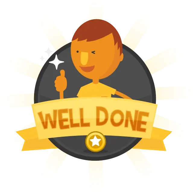 Well Done Badge with Thumbs Up