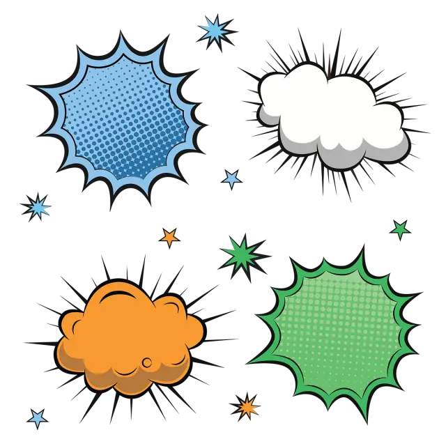 Colorful Comic Speech Bubbles and Effects