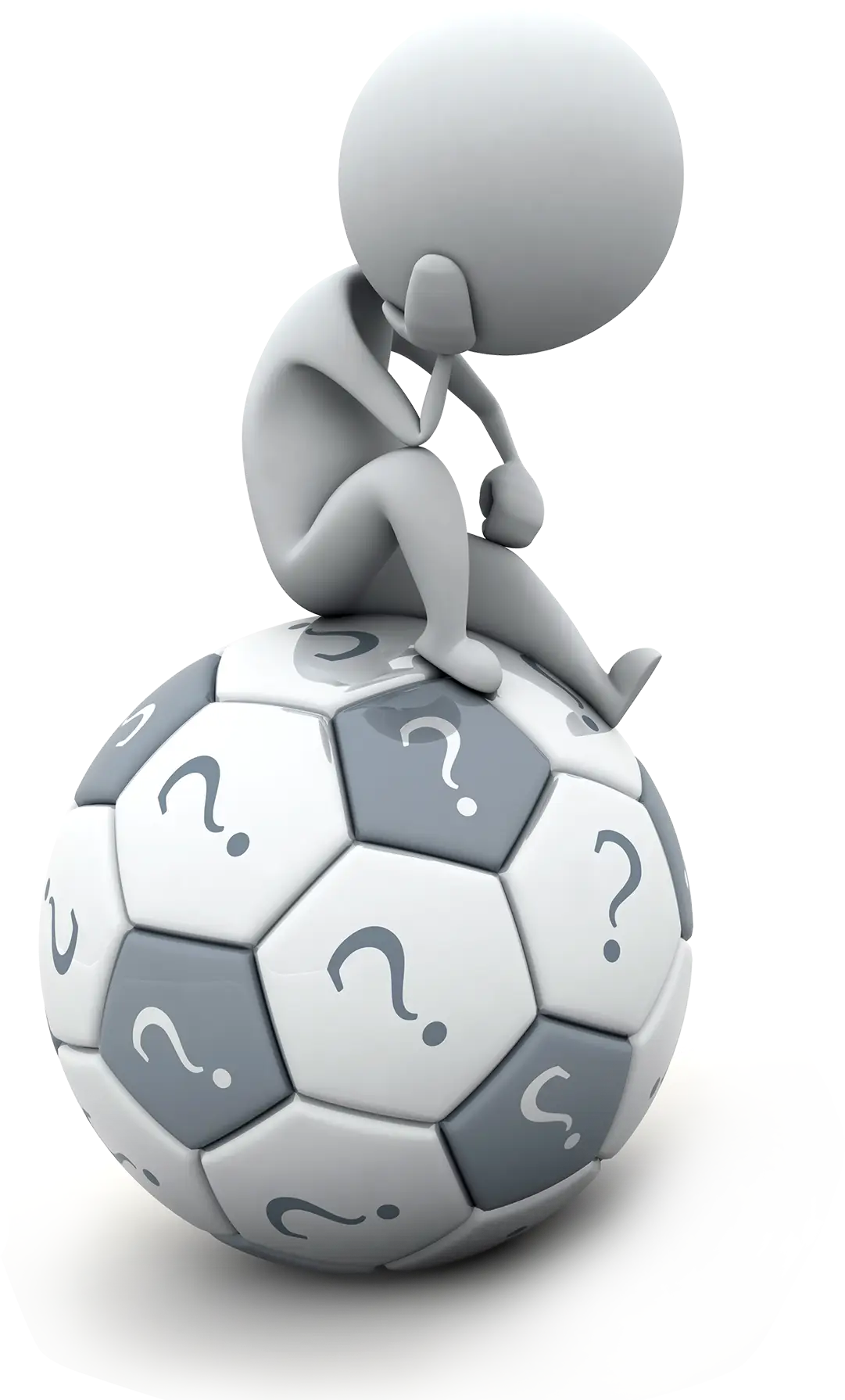 3D Figure Sitting on Question Mark Ball