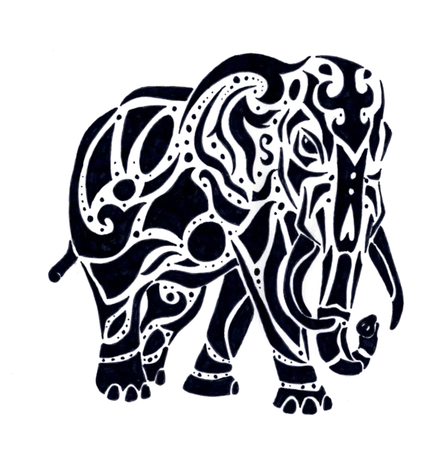 Black Elephant Tattoo Design