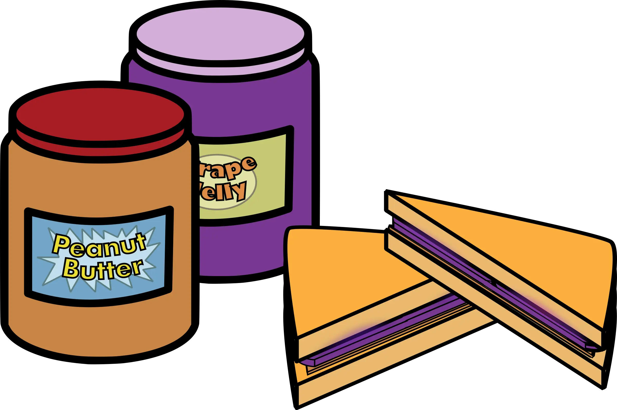 Peanut Butter and Jelly Sandwich with Jars