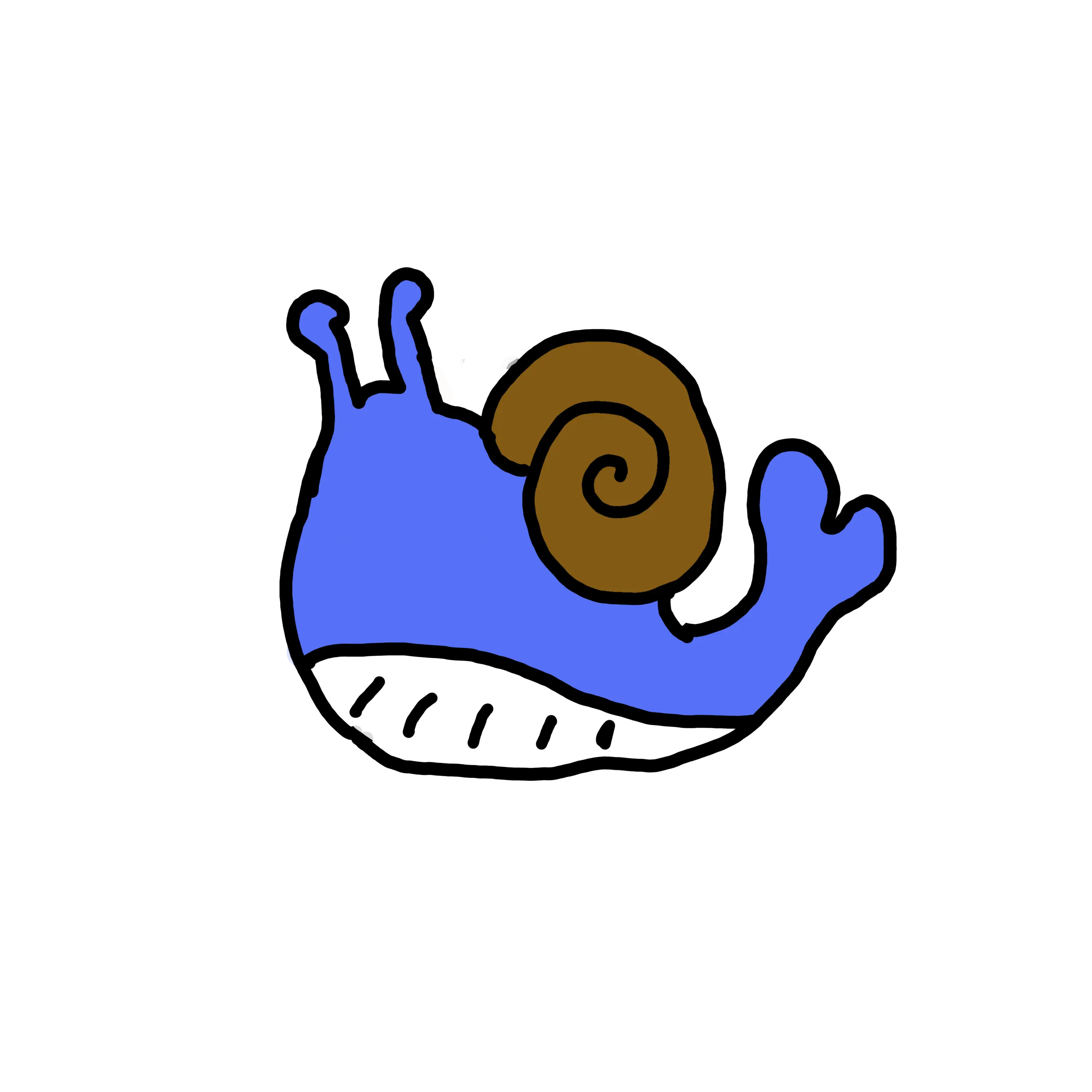 Blue Cartoon Snail with Spiral Shell