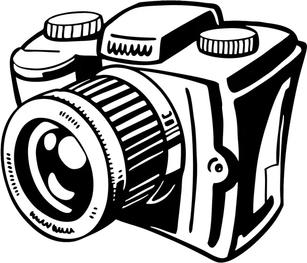 Black and White Camera Illustration Sketch
