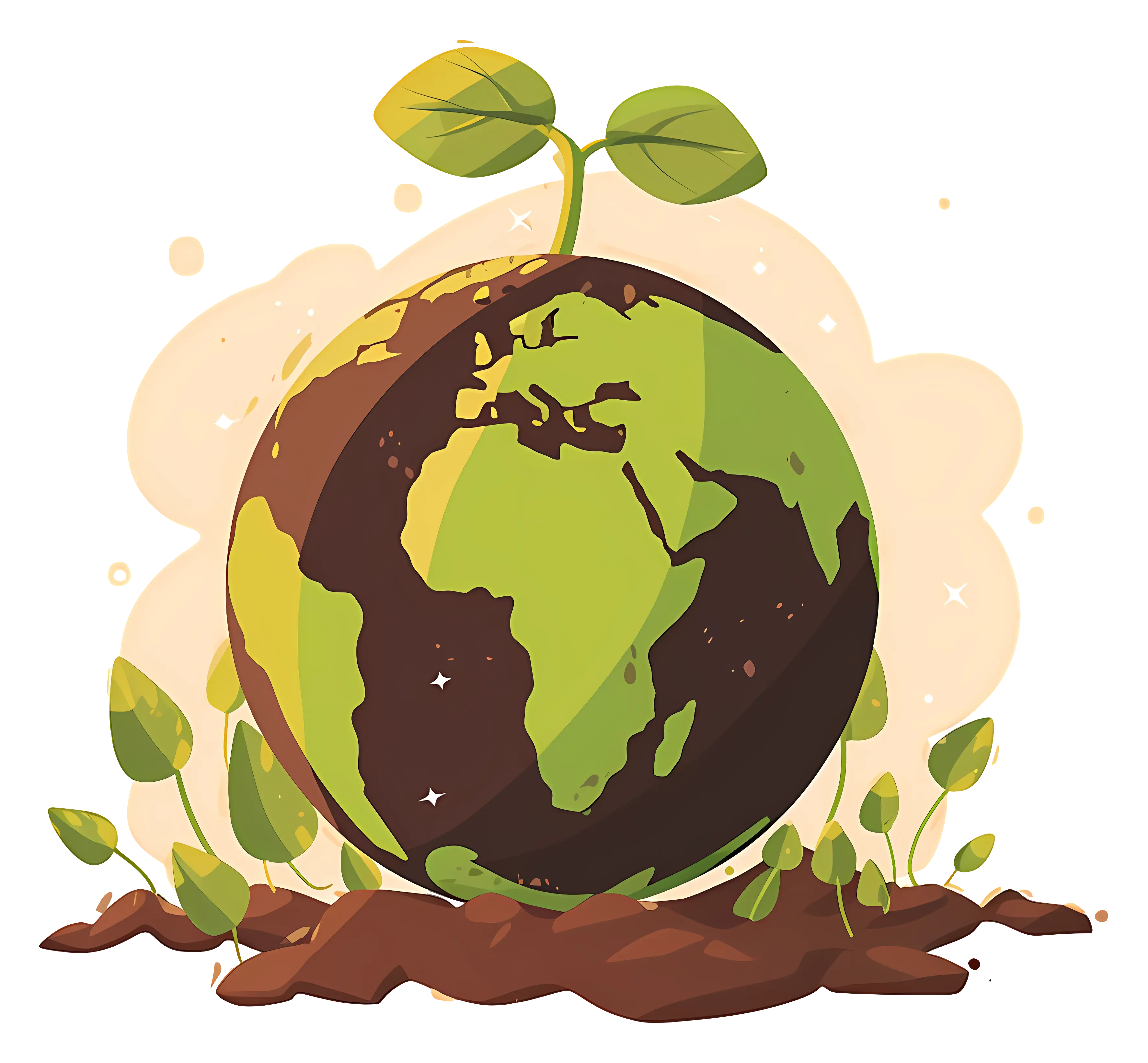 Earth with Sprouts Growing Illustration