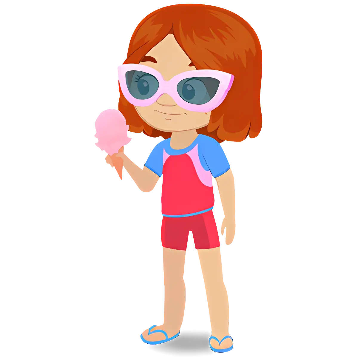 Girl Enjoying Ice Cream in Summer