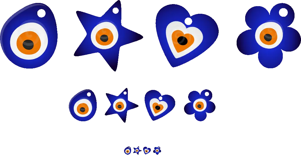 Blue Evil Eye Charms in Various Shapes