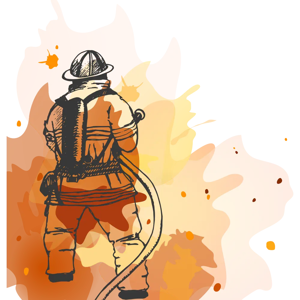 Illustration of a Firefighter in Action