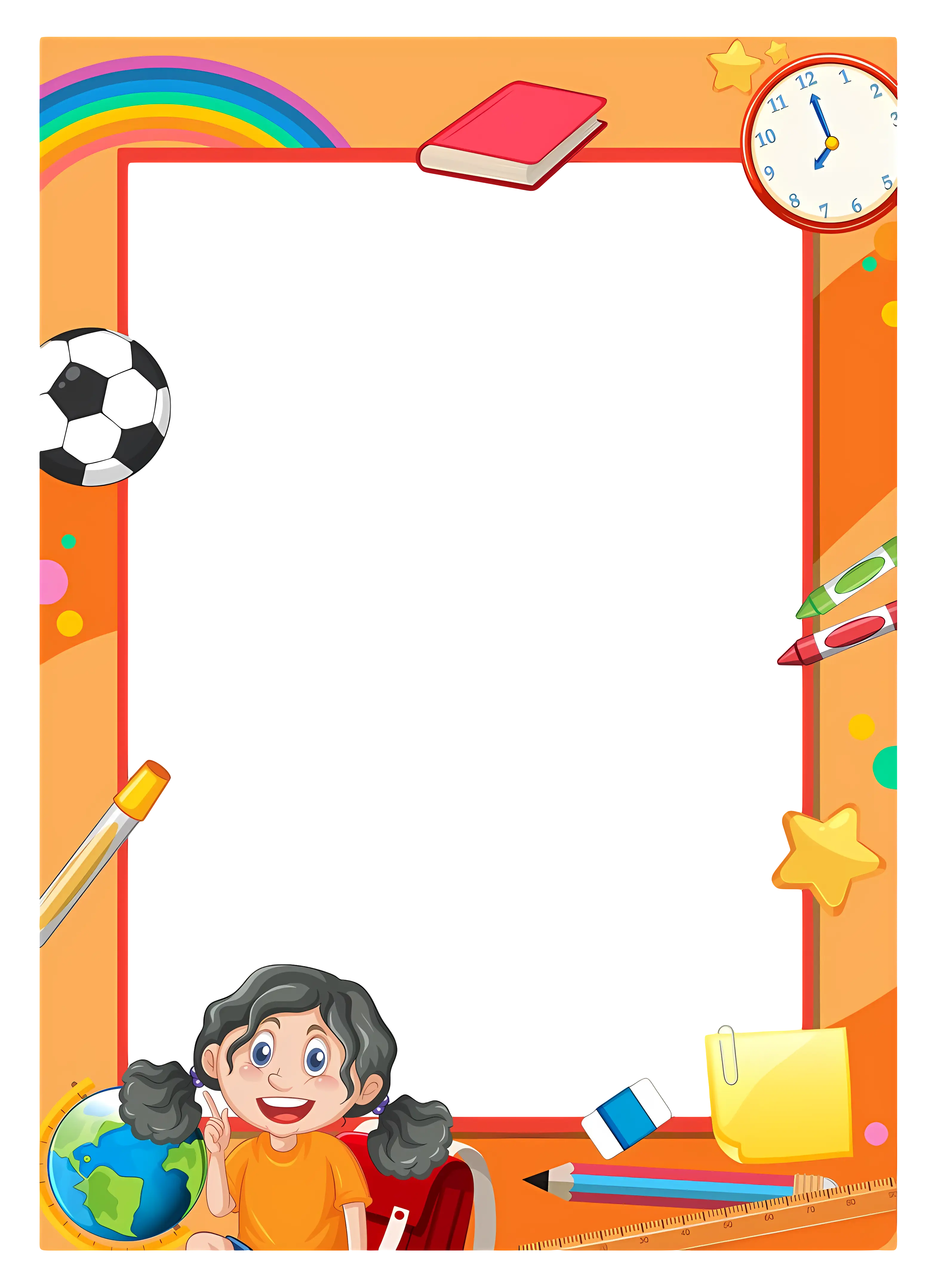 Colorful School Supplies Frame