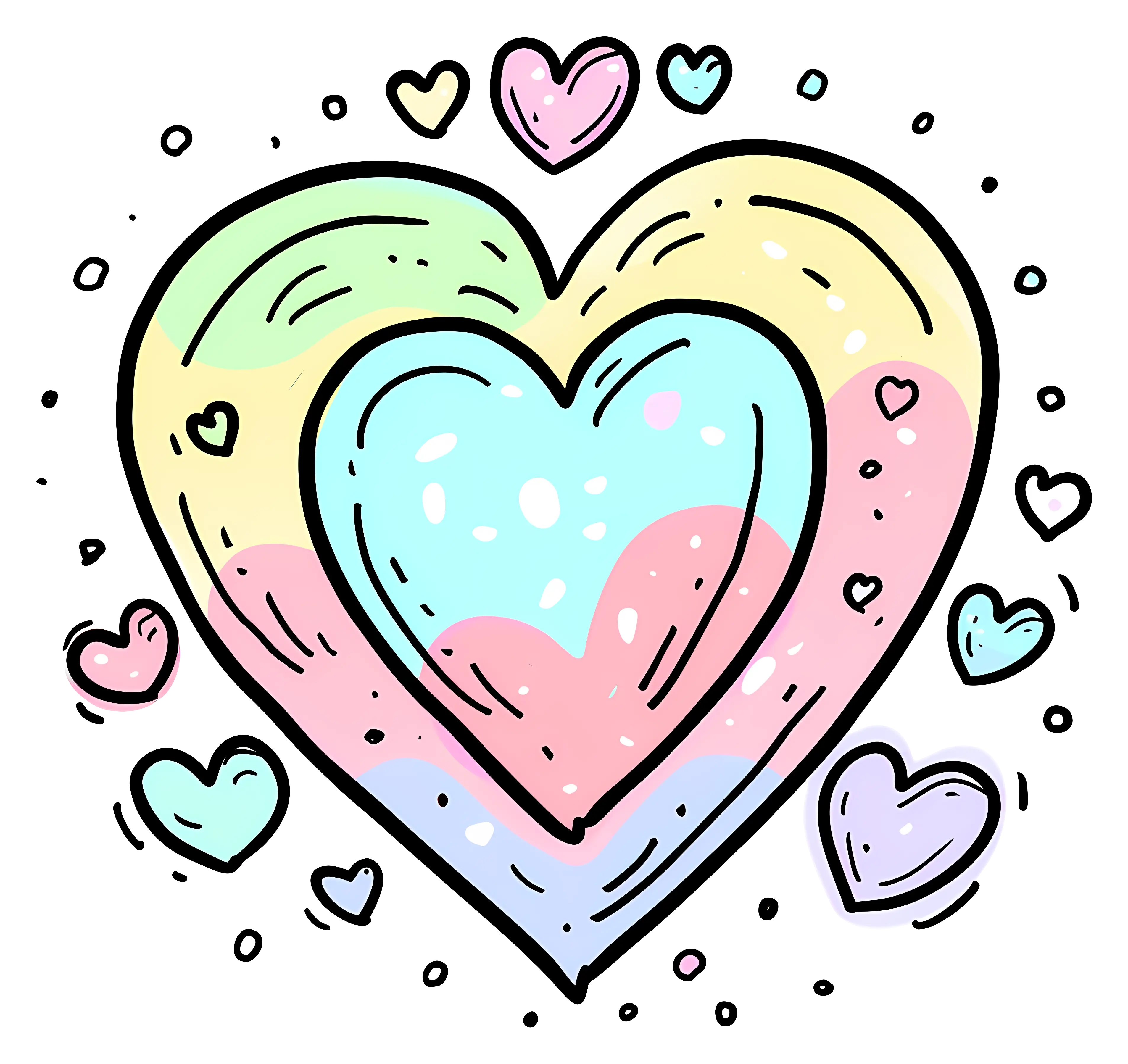 Cute Pastel Multicolor Heart Illustration