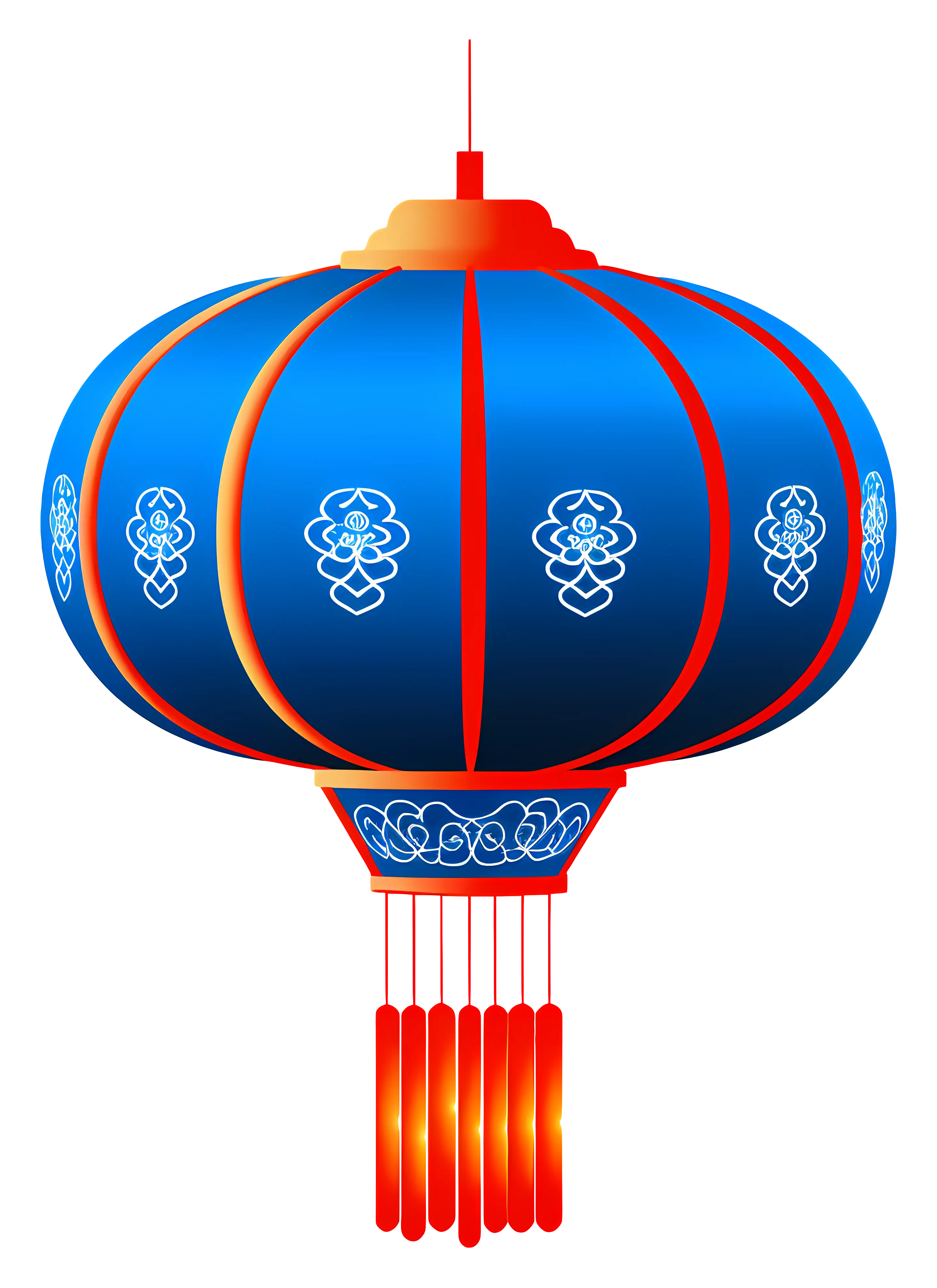Blue Chinese Lantern with Red Tassels
