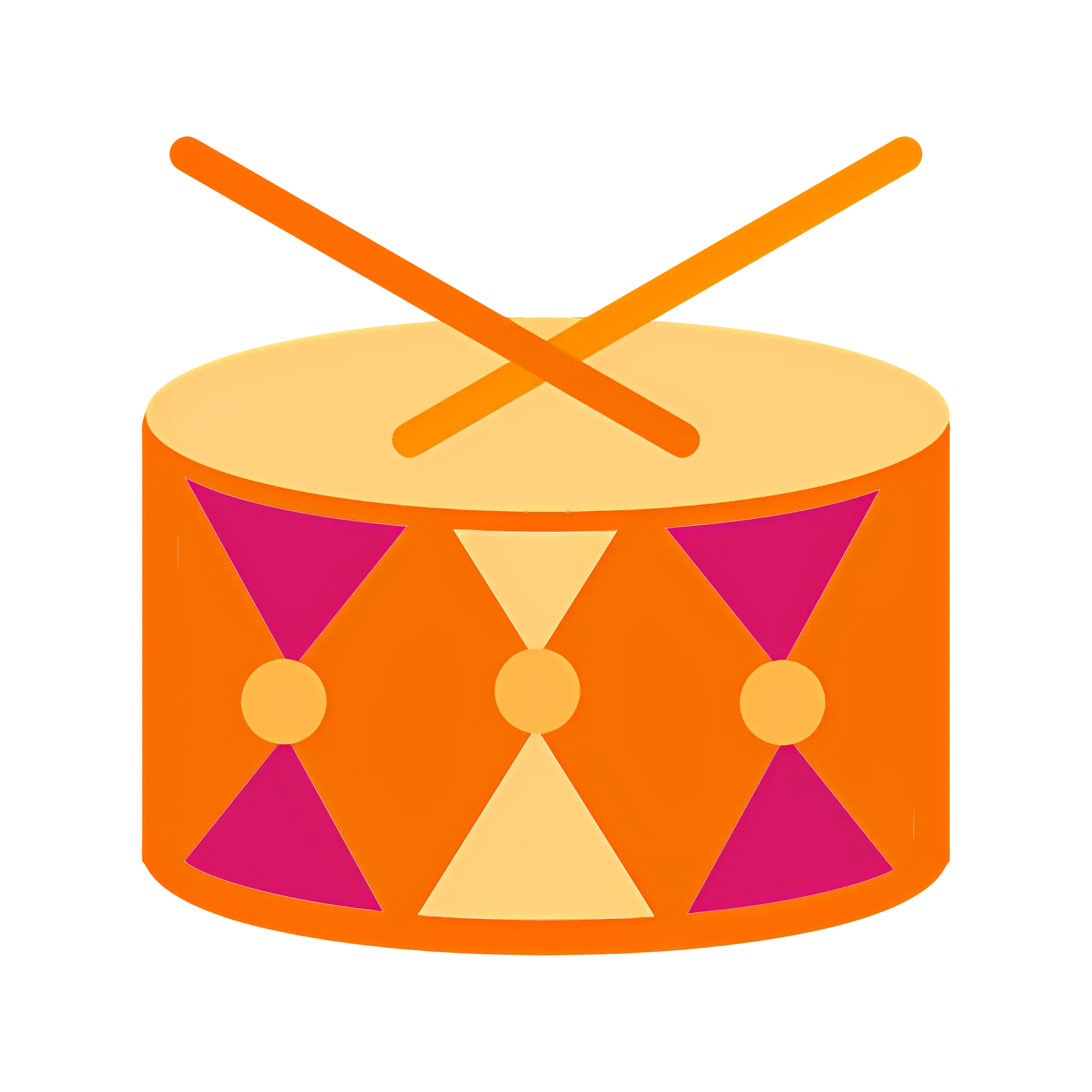 Orange Drum with Drumsticks