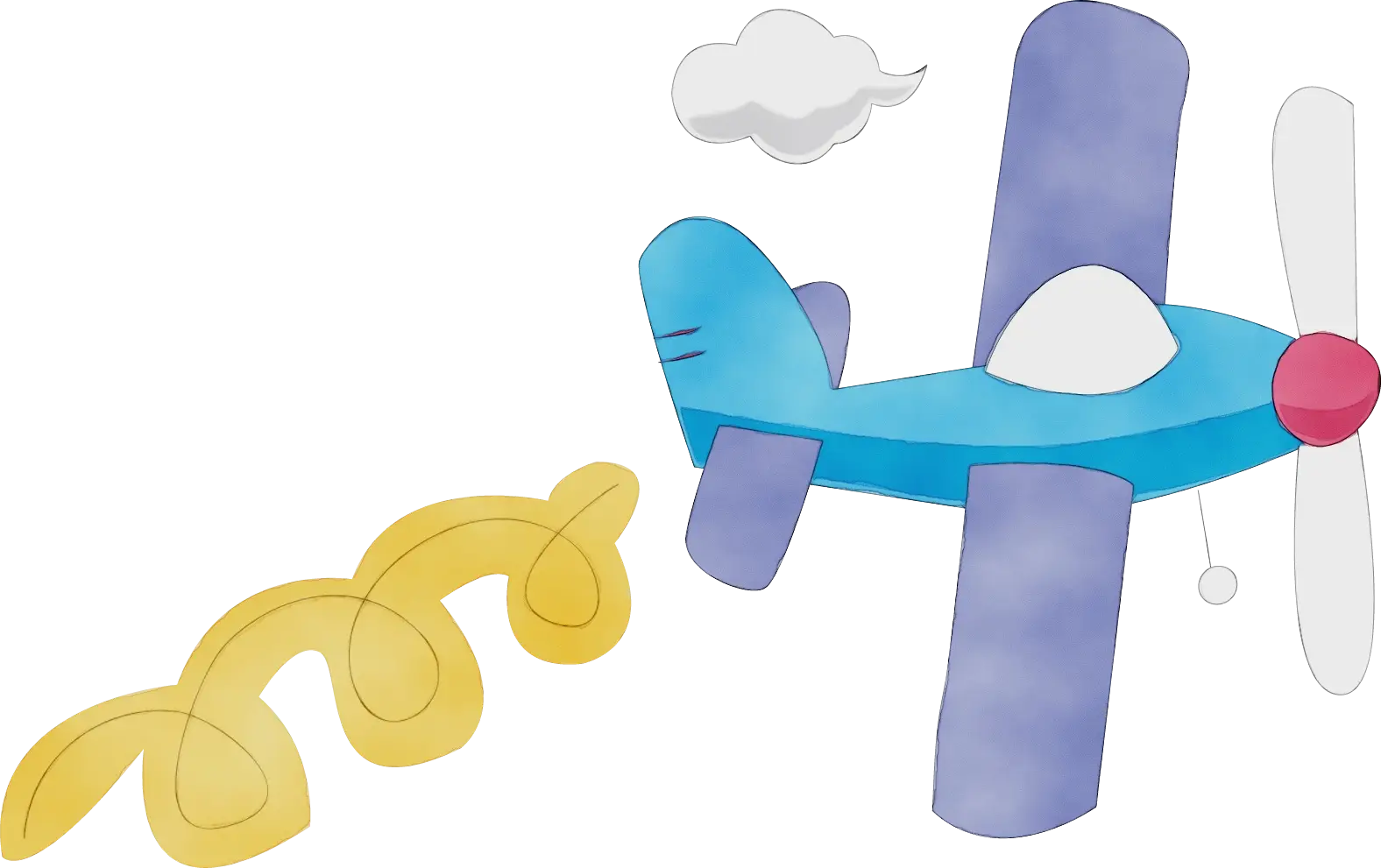 Cartoon Blue Airplane in the Sky