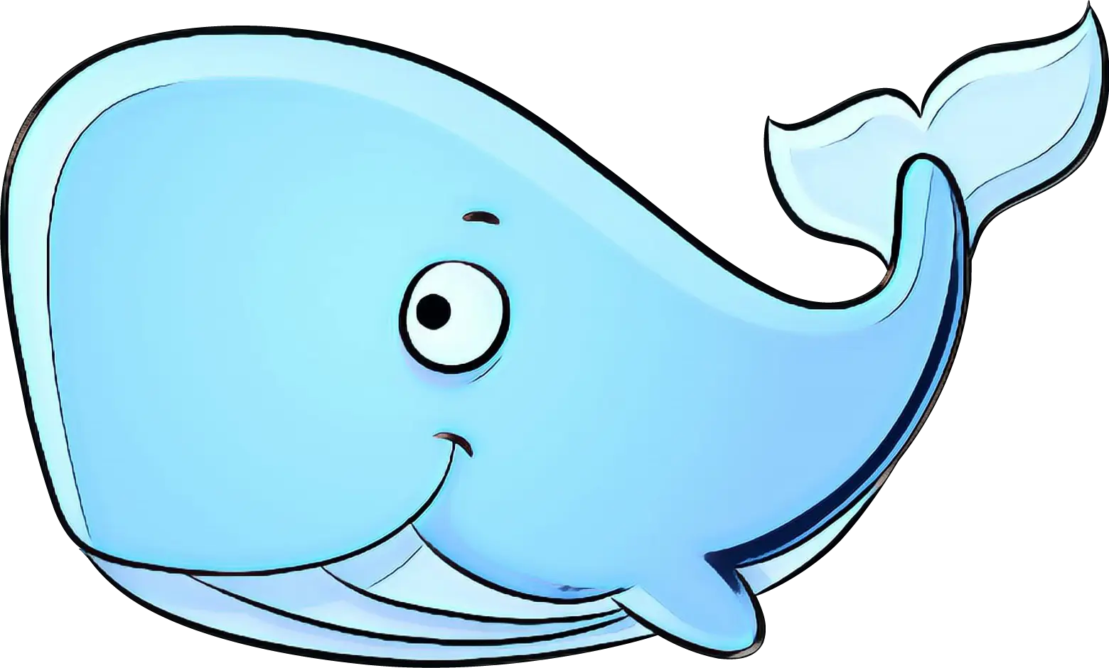 Adorable Blue Cartoon Whale