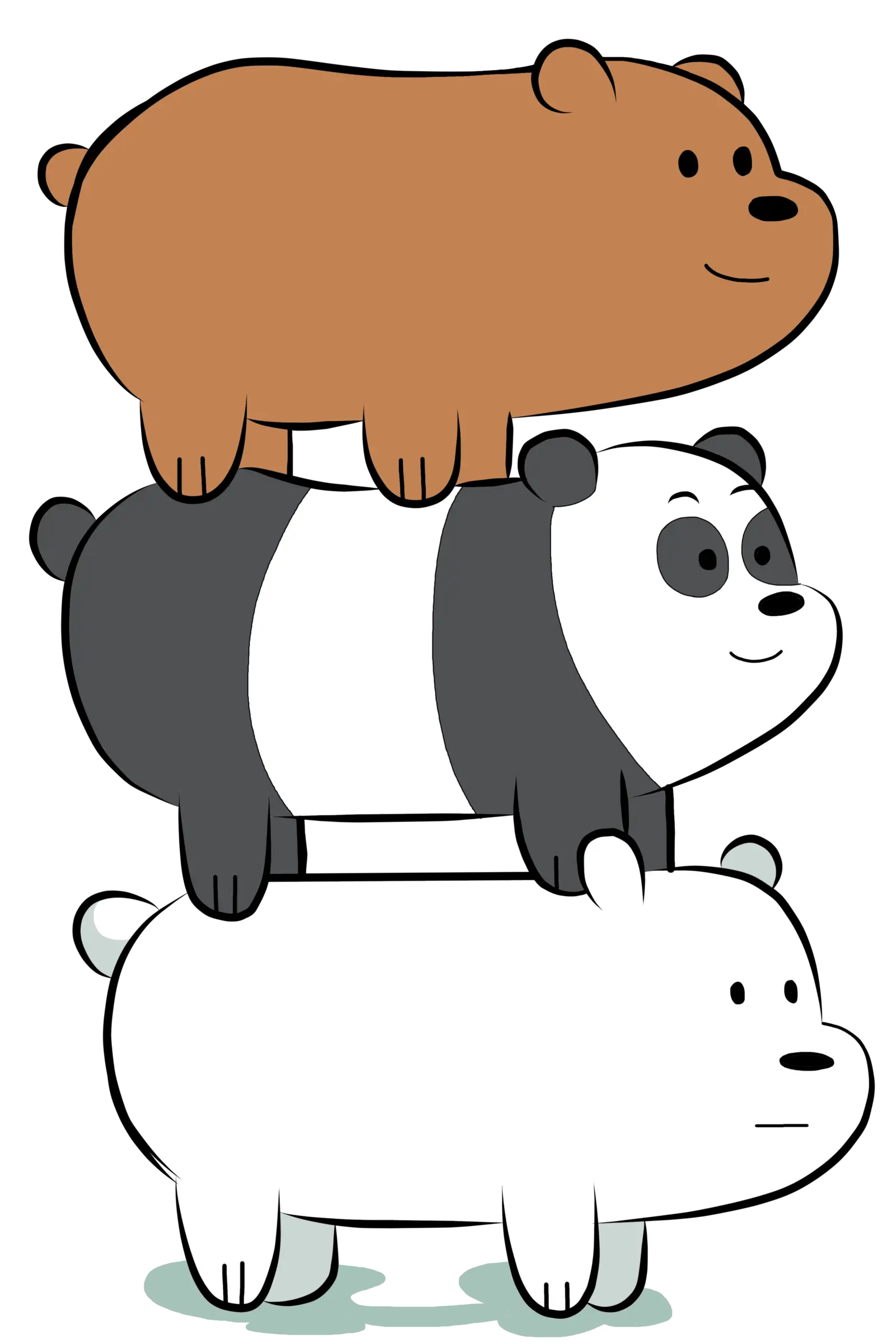 Stacked Cartoon Bears - Grizzly, Panda, Polar