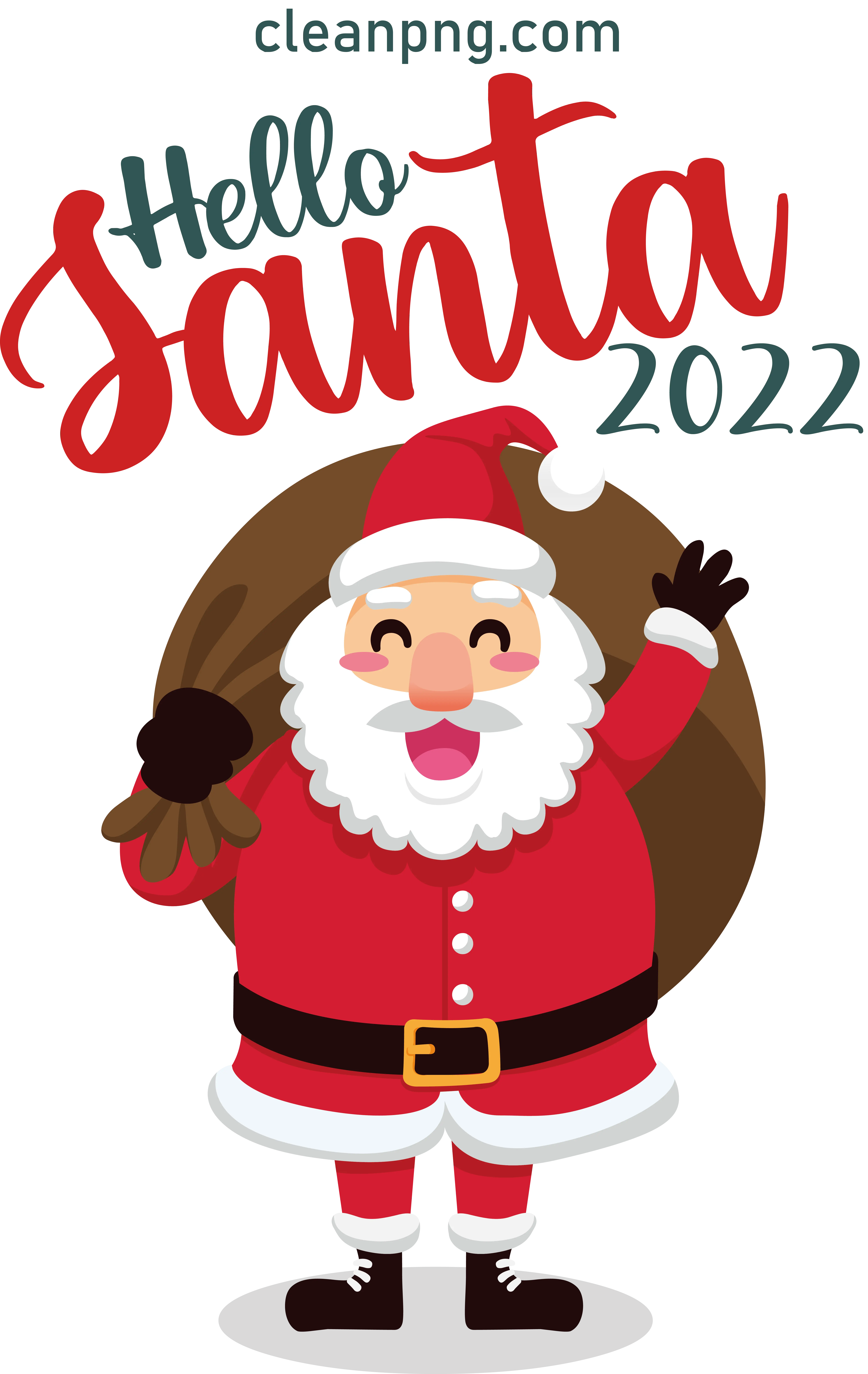 Santa waving with a sack for Hello Santa 2022
