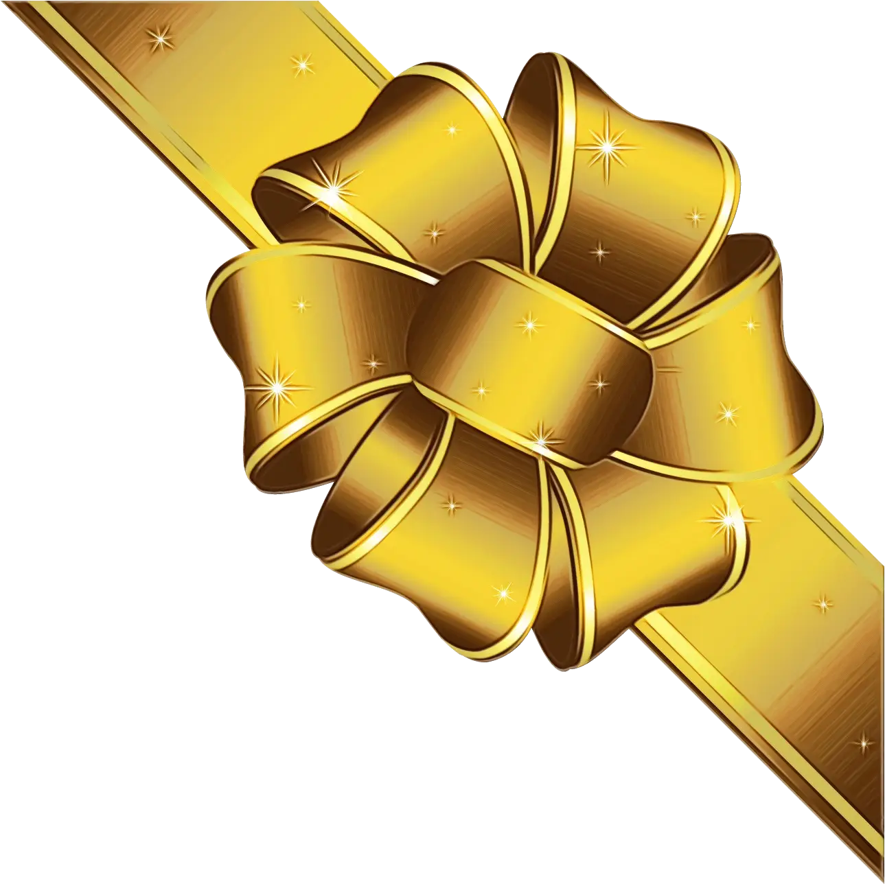 Golden Bow with Ribbon