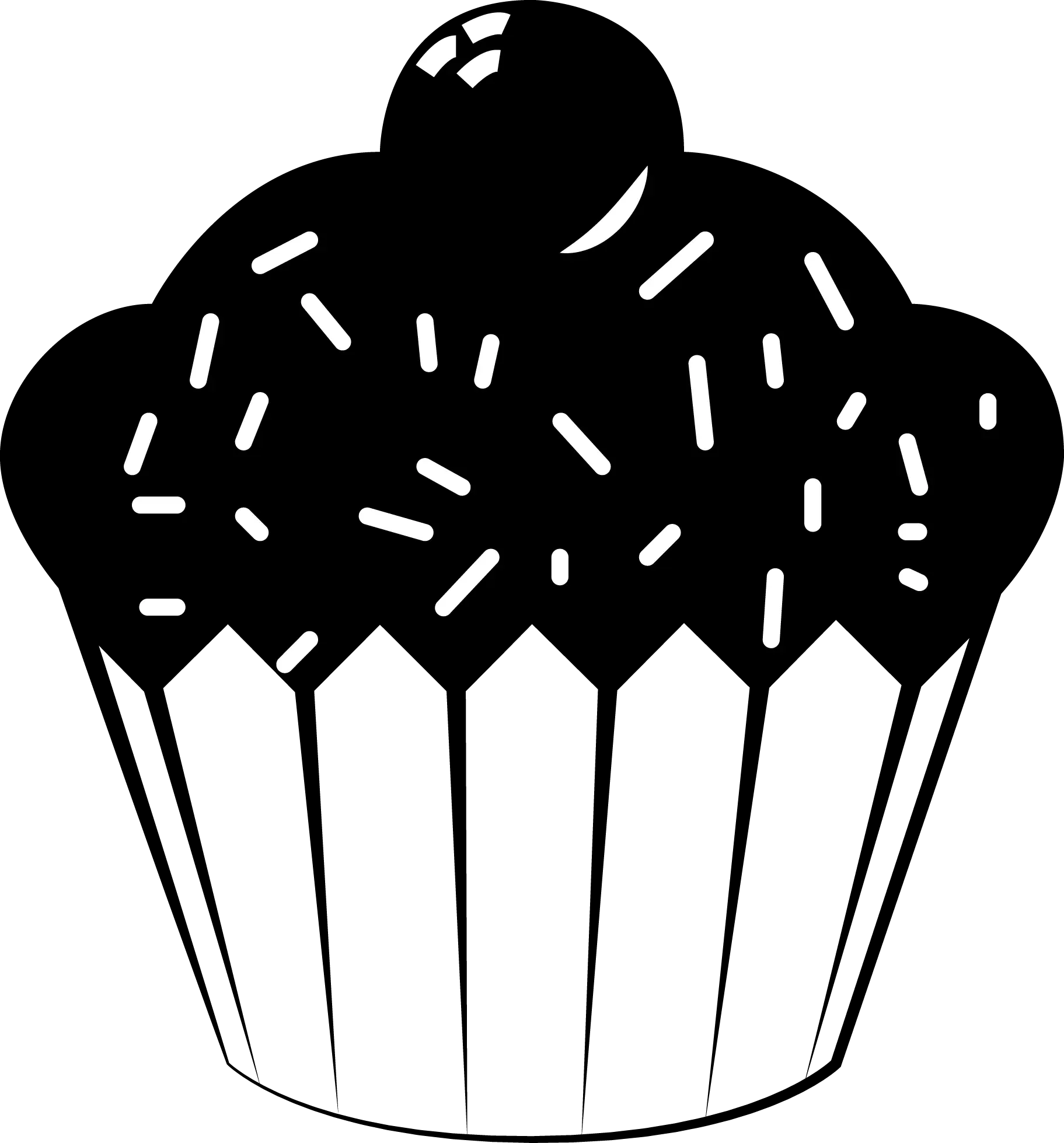 Black Silhouette of a Cupcake with Sprinkles
