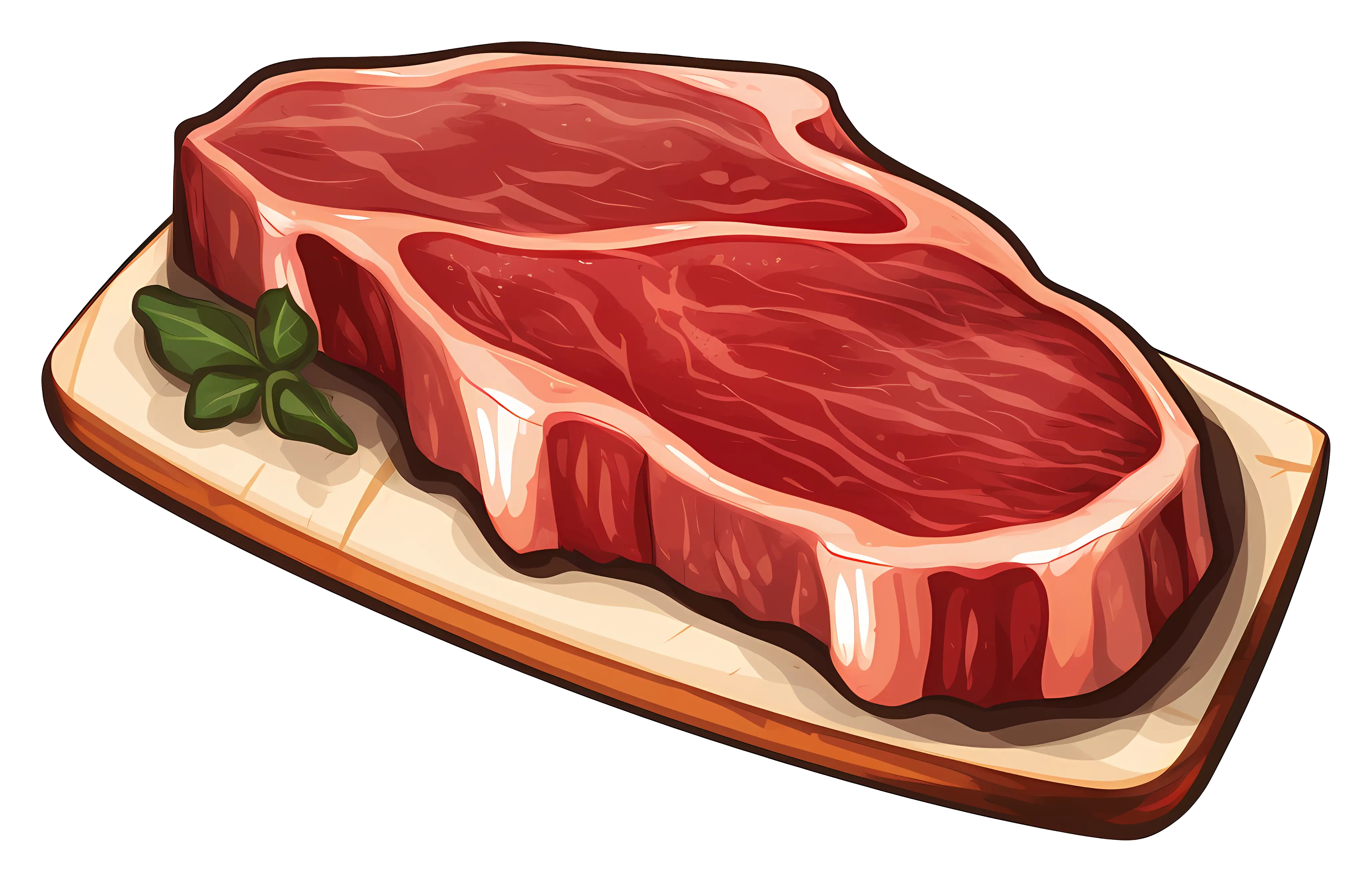 Raw Steak Illustration on a Cutting Board