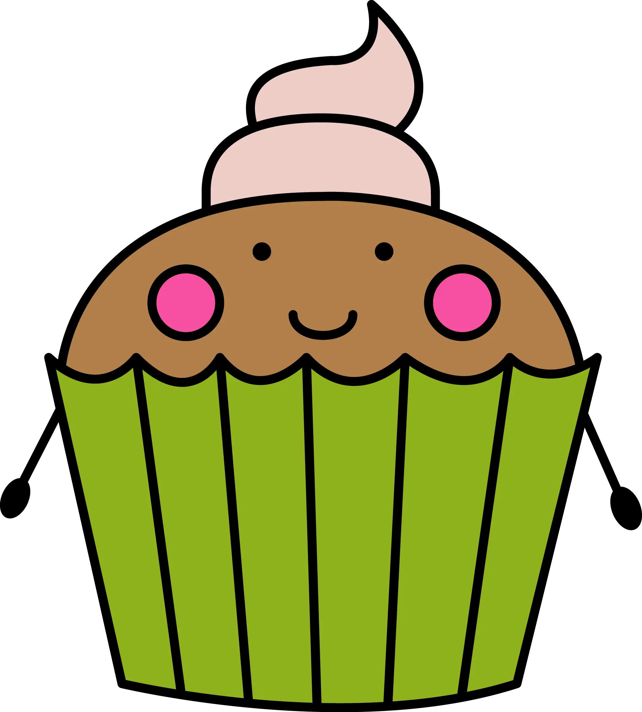 Cartoon Cupcake with a Happy Face