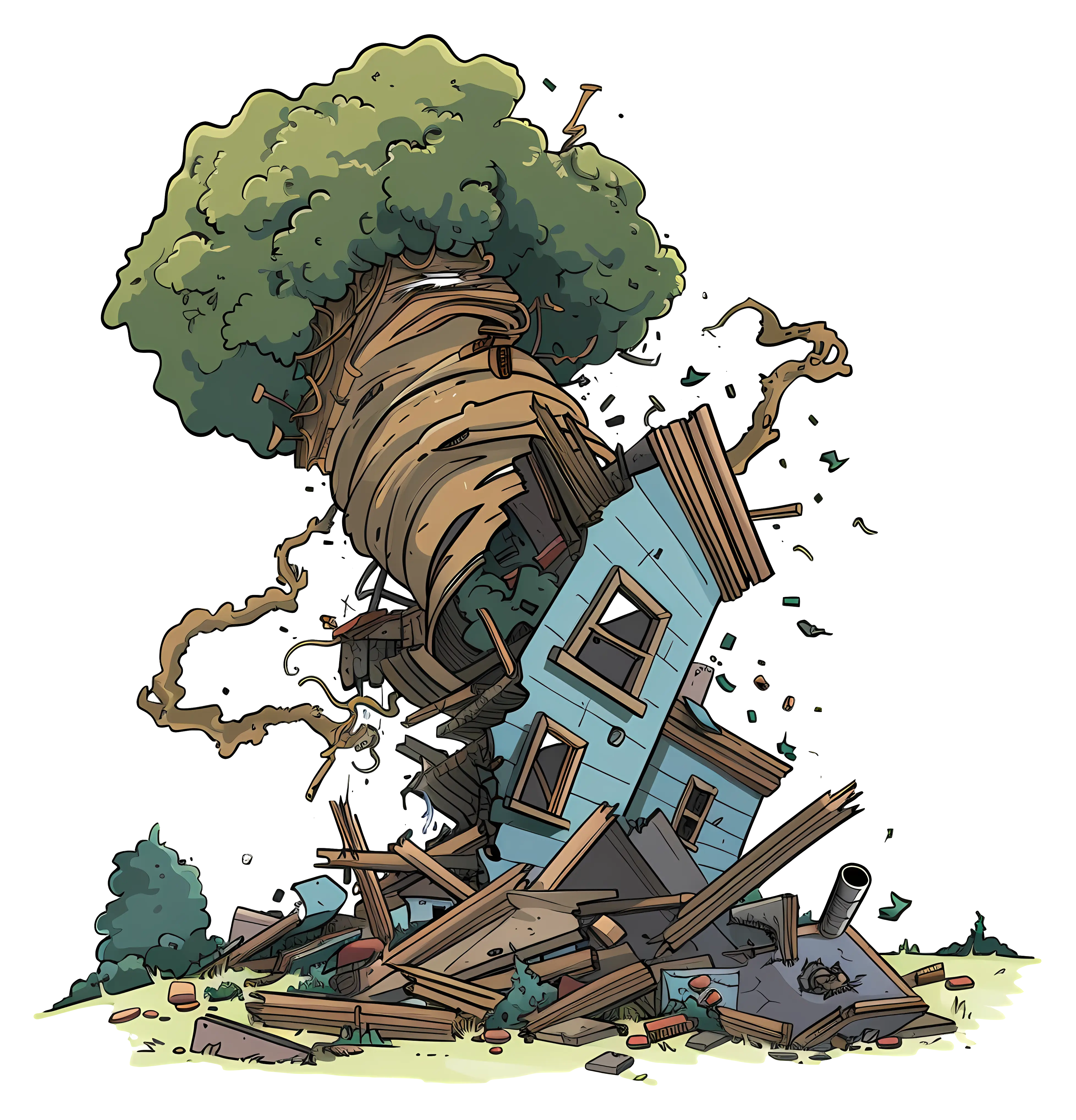 Destroyed Cartoon House