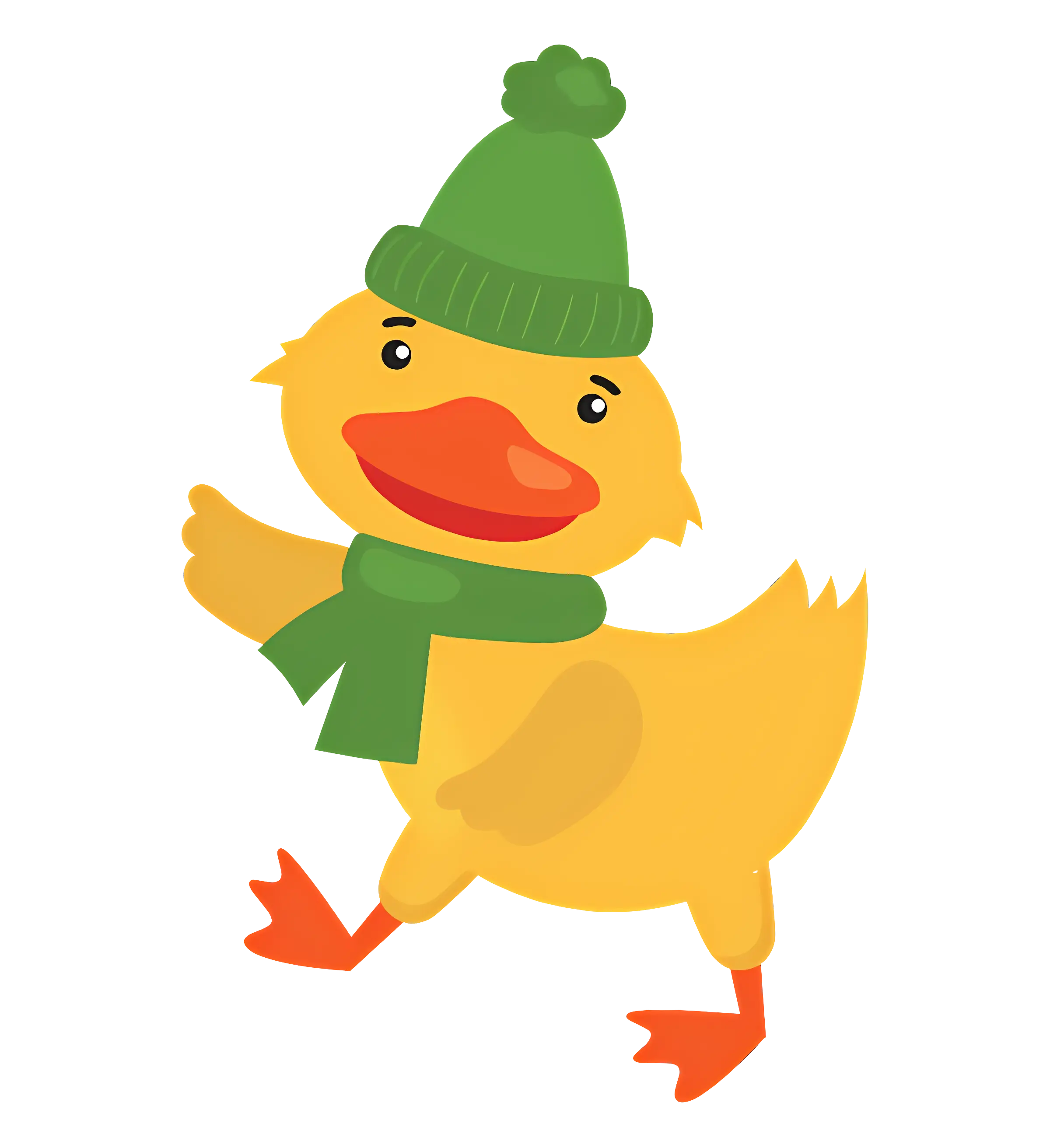 Yellow Cartoon Duck Dressed for Winter