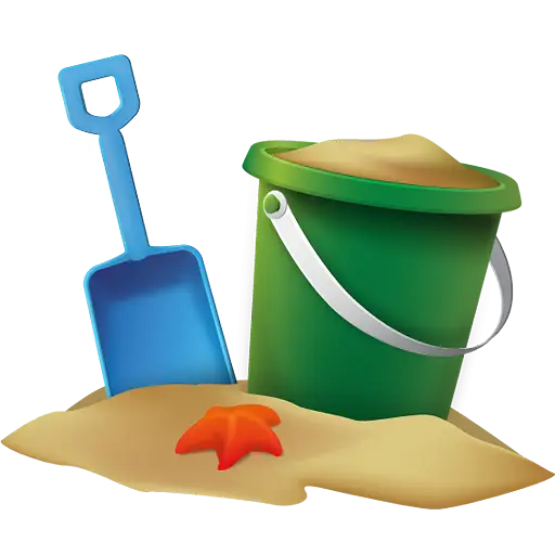 Green Bucket and Blue Shovel on Sand
