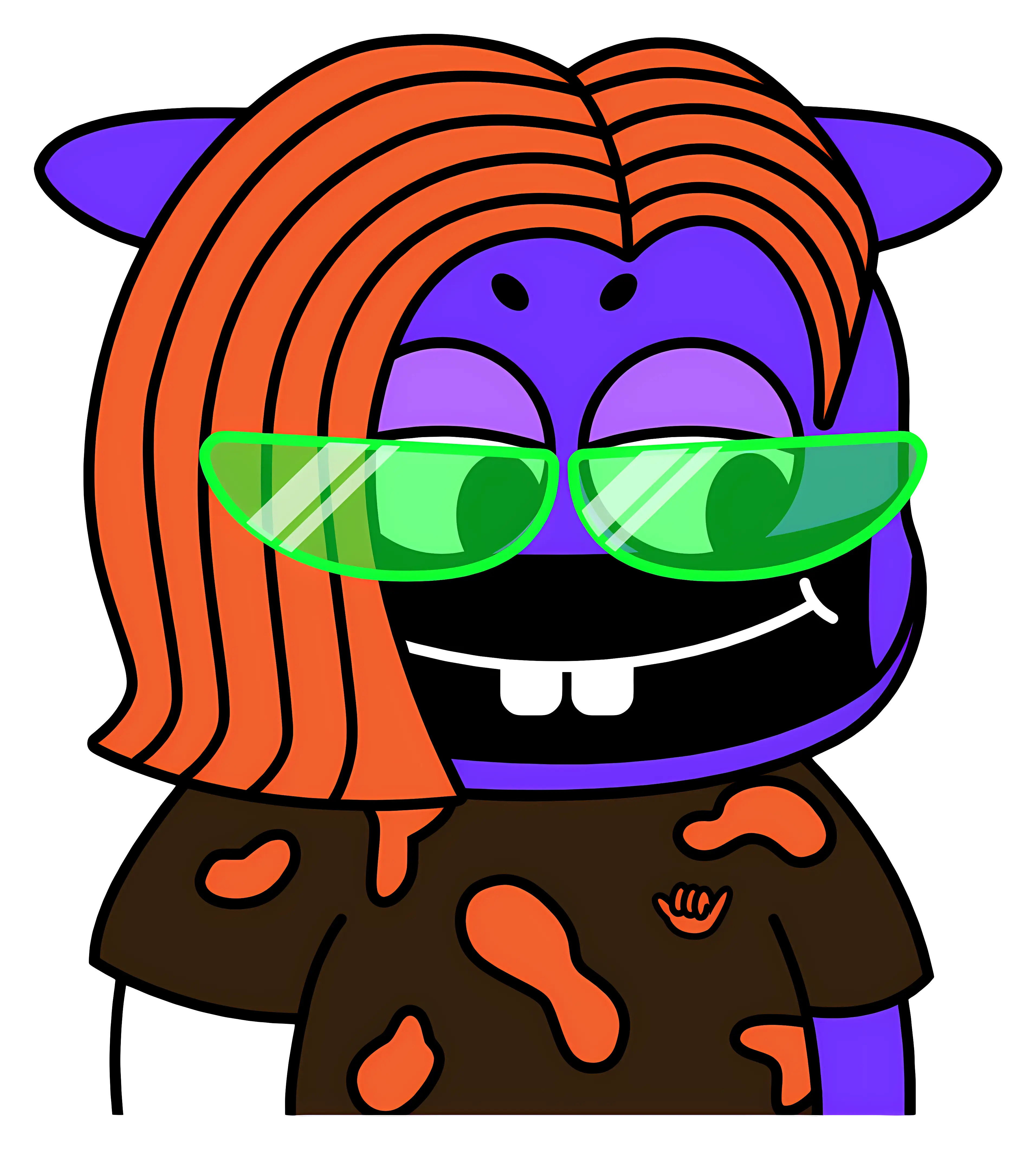 Purple Character with Green Glasses
