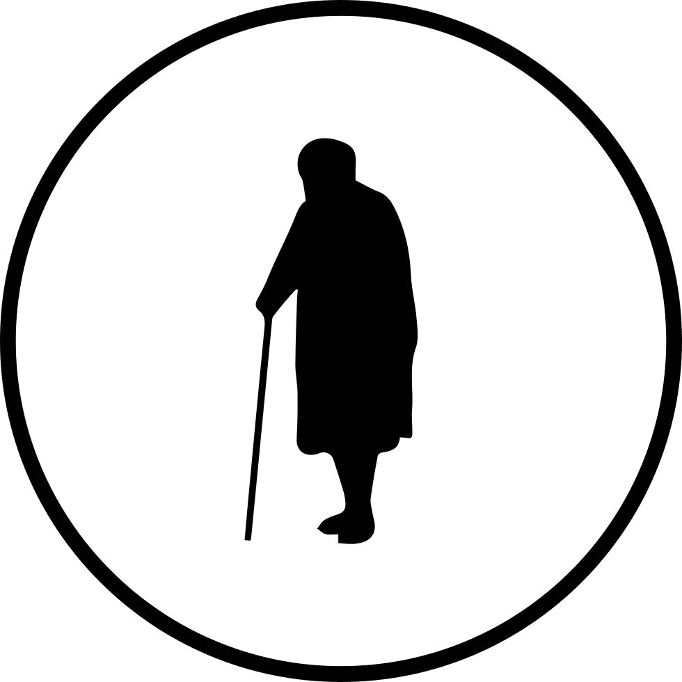 Silhouette of Elderly Person with Walking Stick