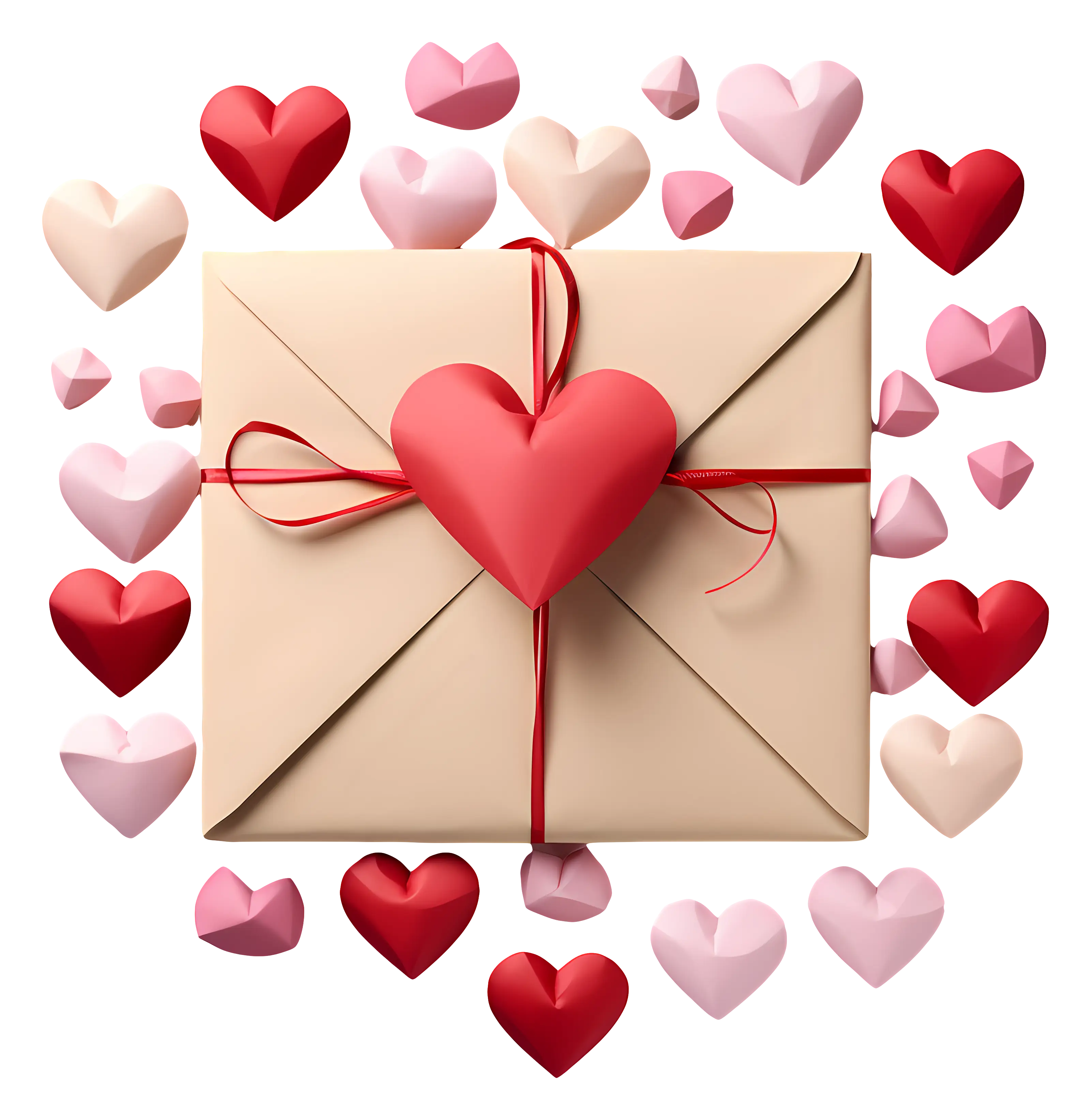 Romantic Love Envelope with Hearts