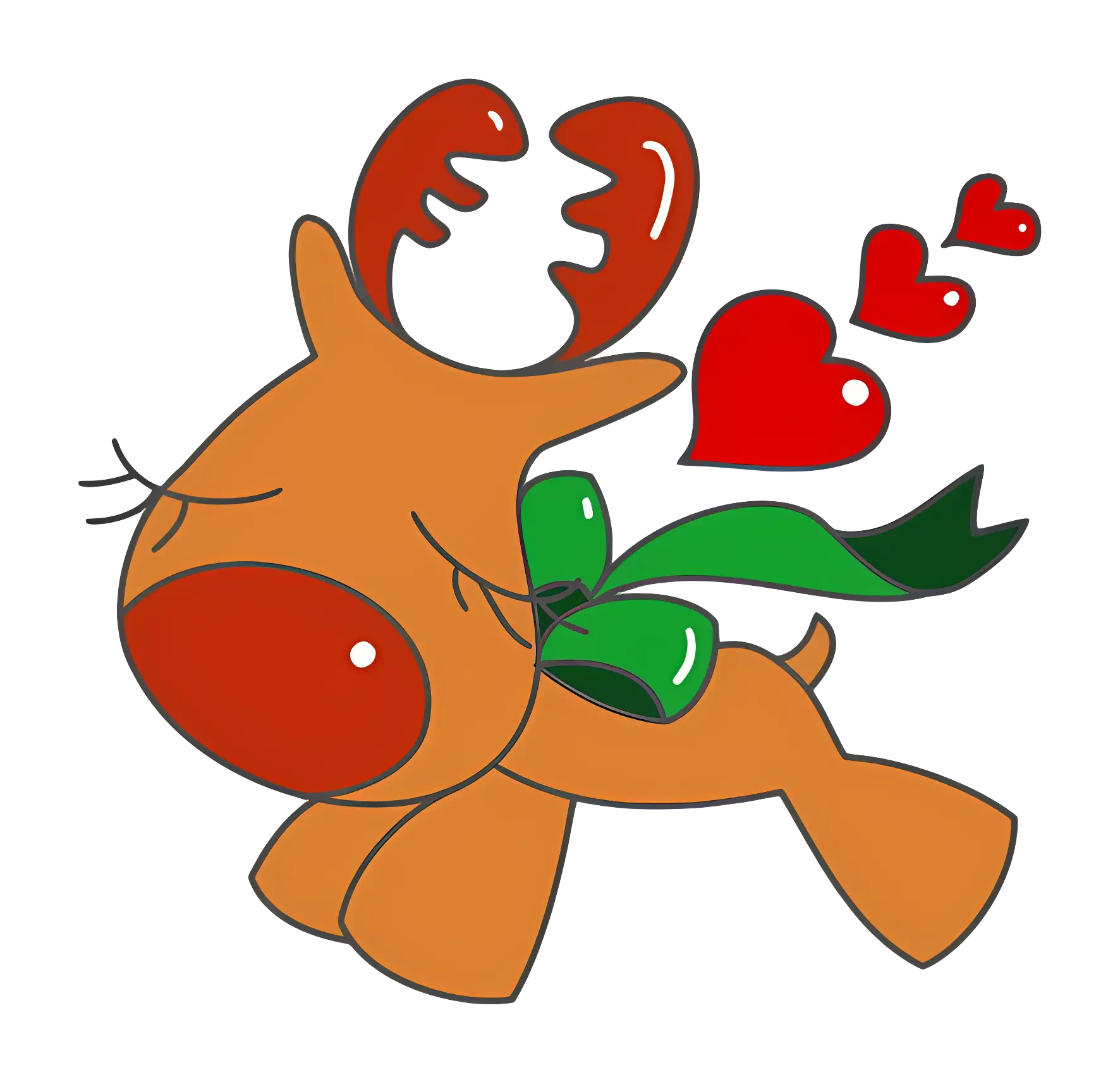 Cute Reindeer with Hearts Illustration