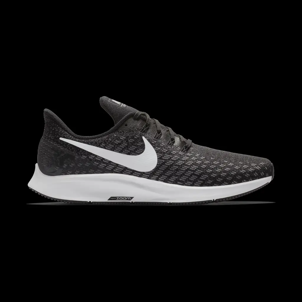 Black Sports Shoe with White Design