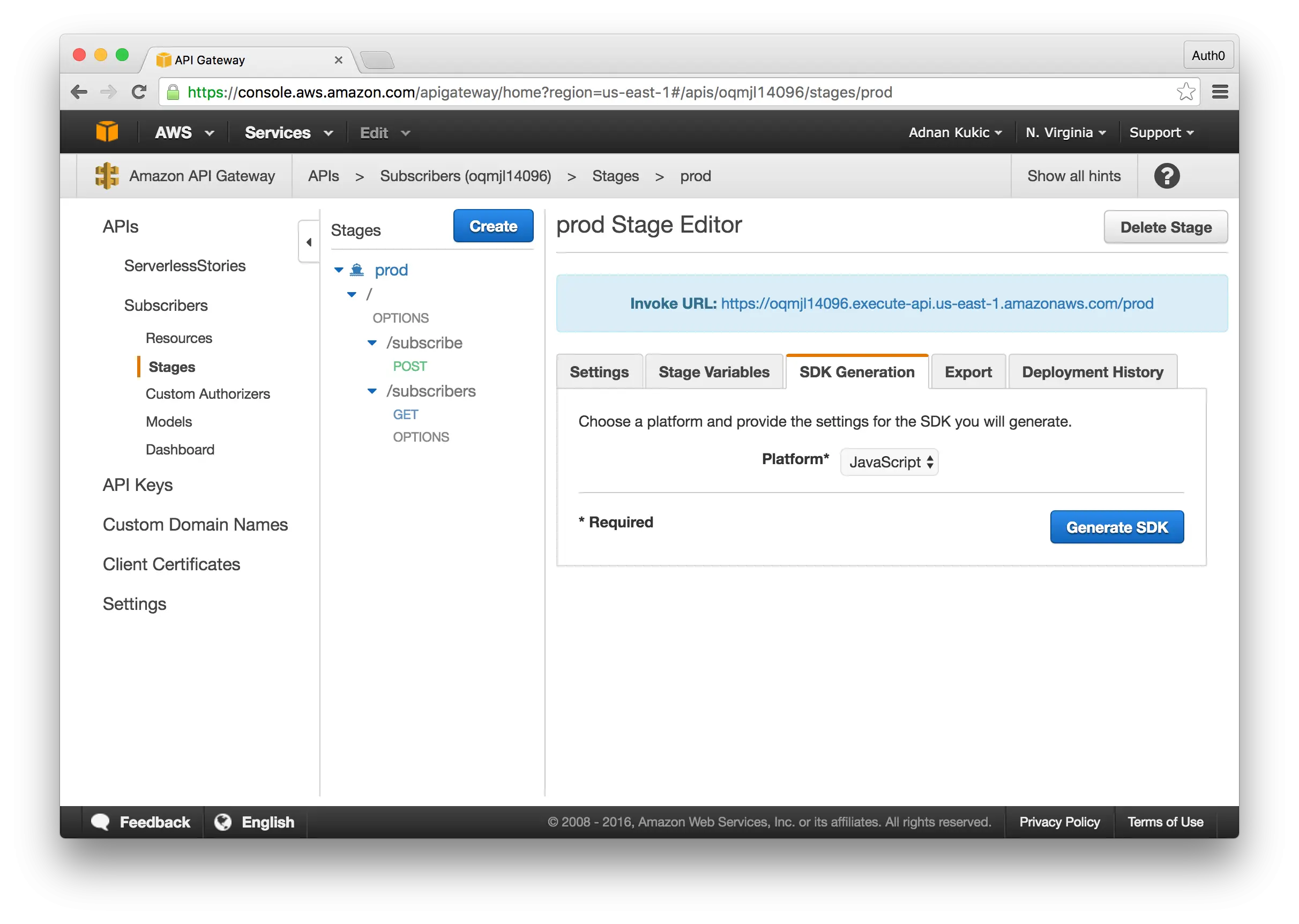 Screenshot of API Interface Configuration