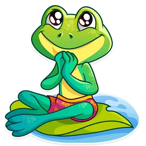 Happy Cartoon Frog Sitting on Lily Pad