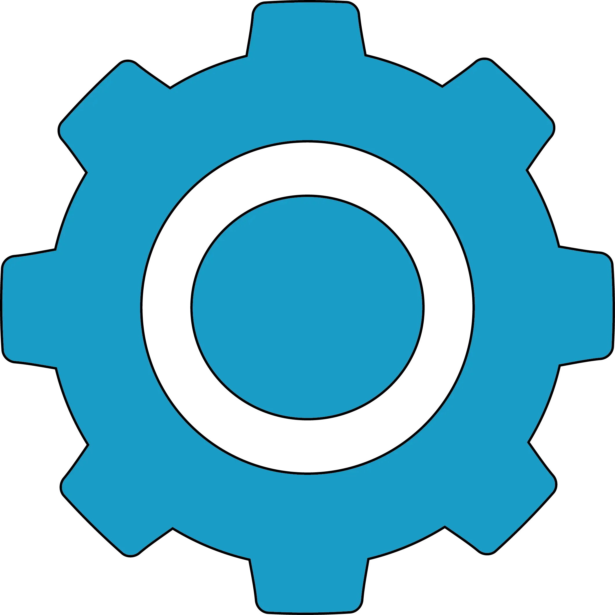 Blue Gear Icon Representing Settings