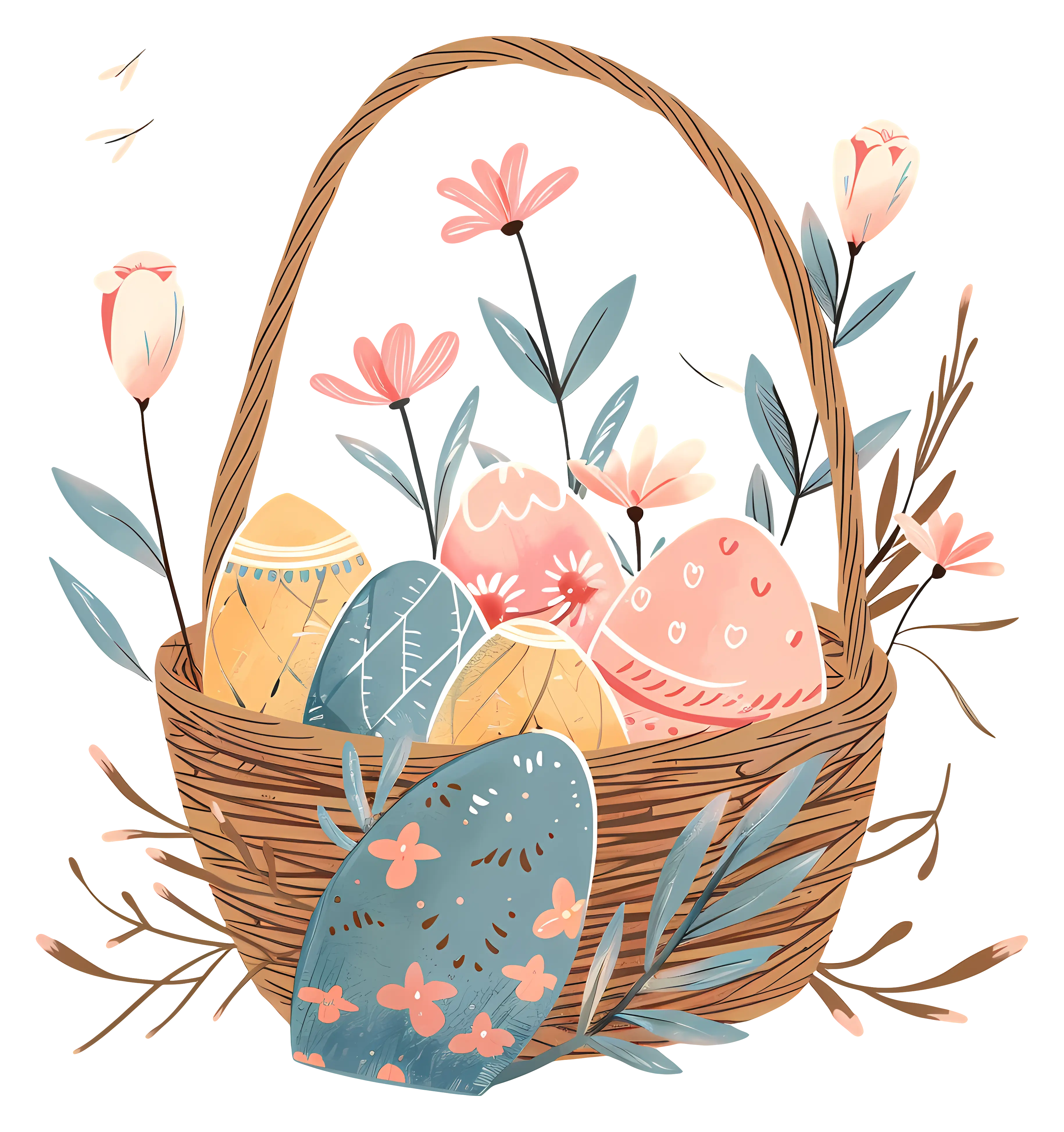 Easter Egg Basket with Flower Decorations
