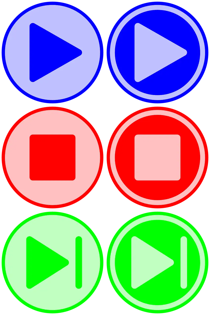 Play and Stop Buttons in Various Colors