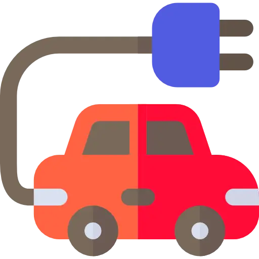 Electric Car Icon with Plug