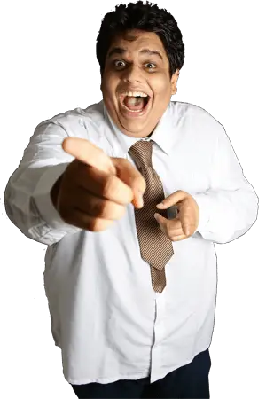 Smiling Man Pointing Forward