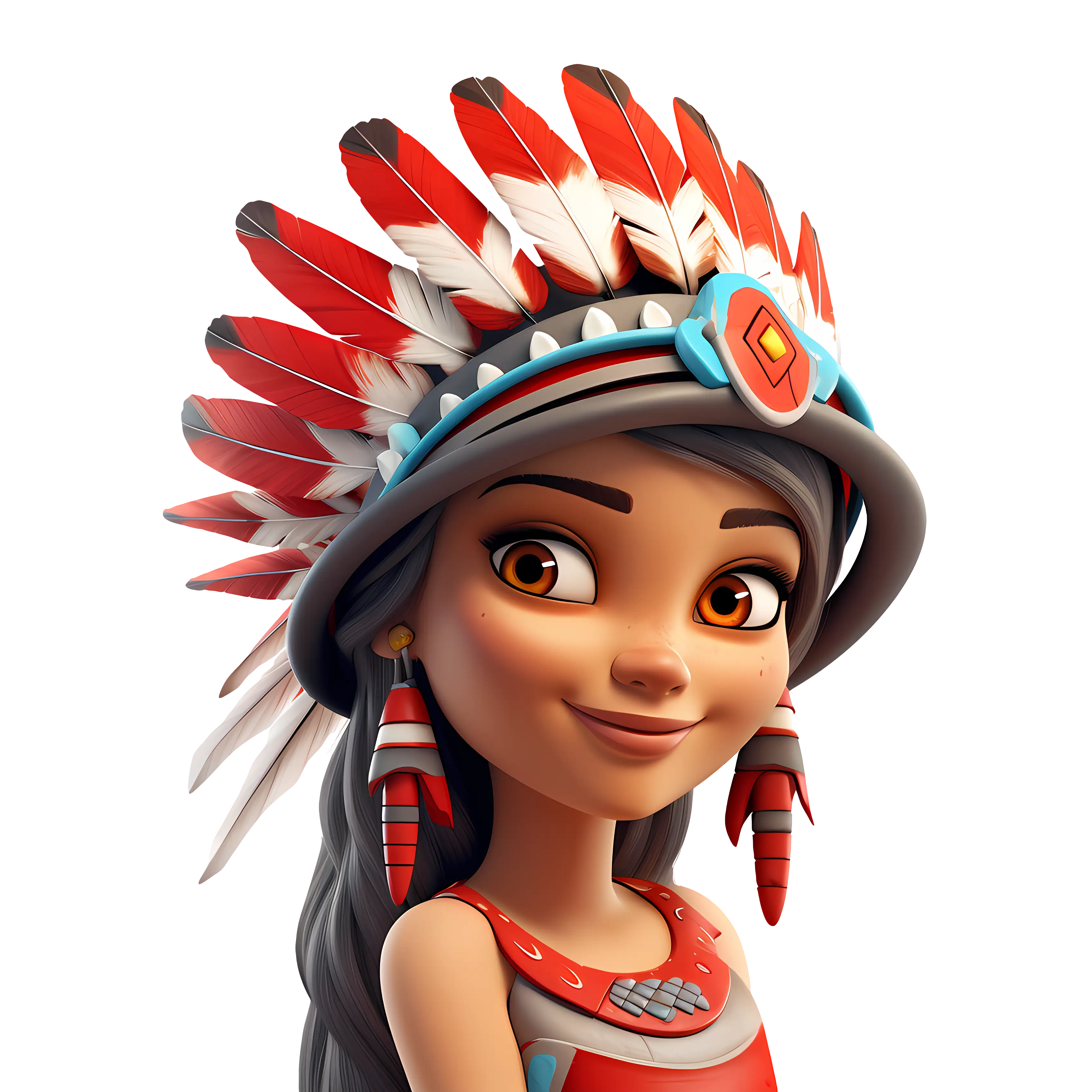 Animated Girl with Feather Headdress