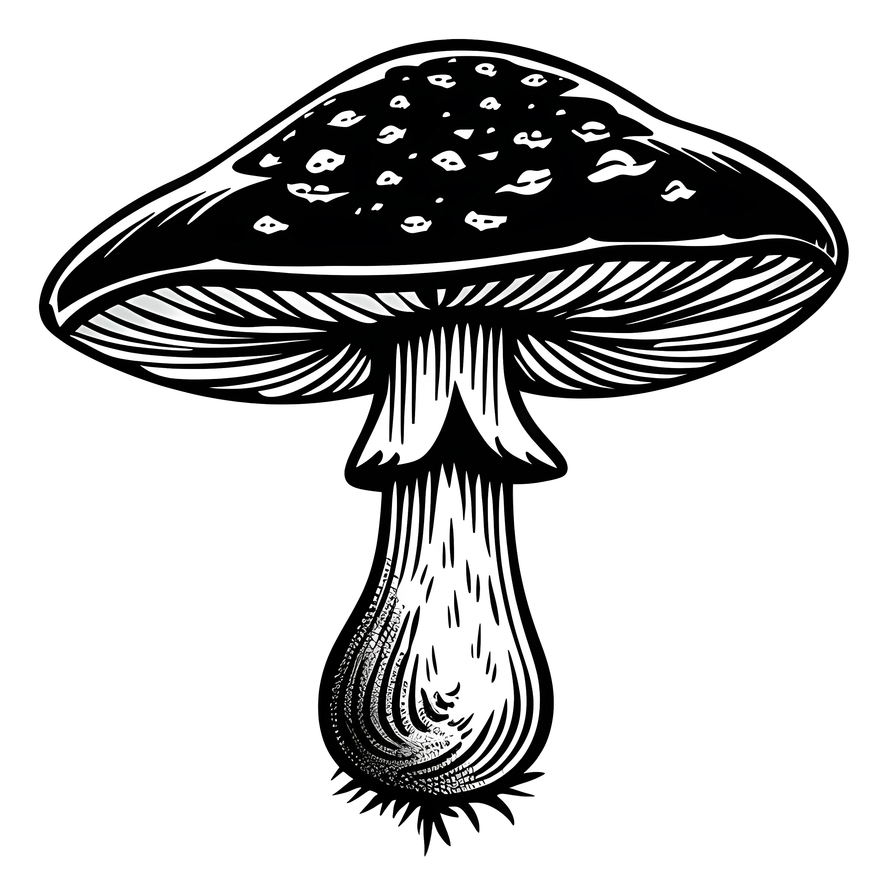 Black and White Mushroom Illustration