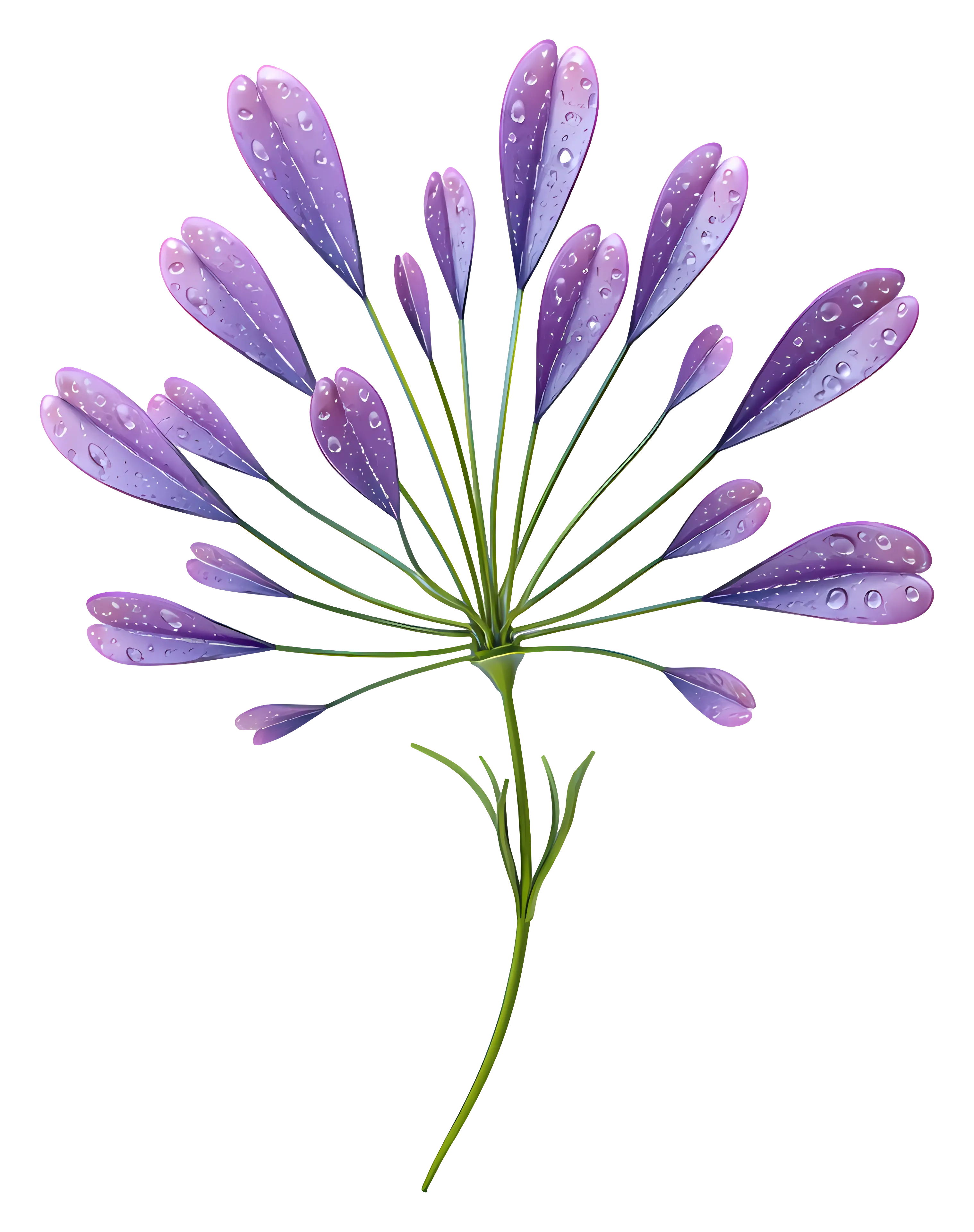 Purple Flower with Dew Drops