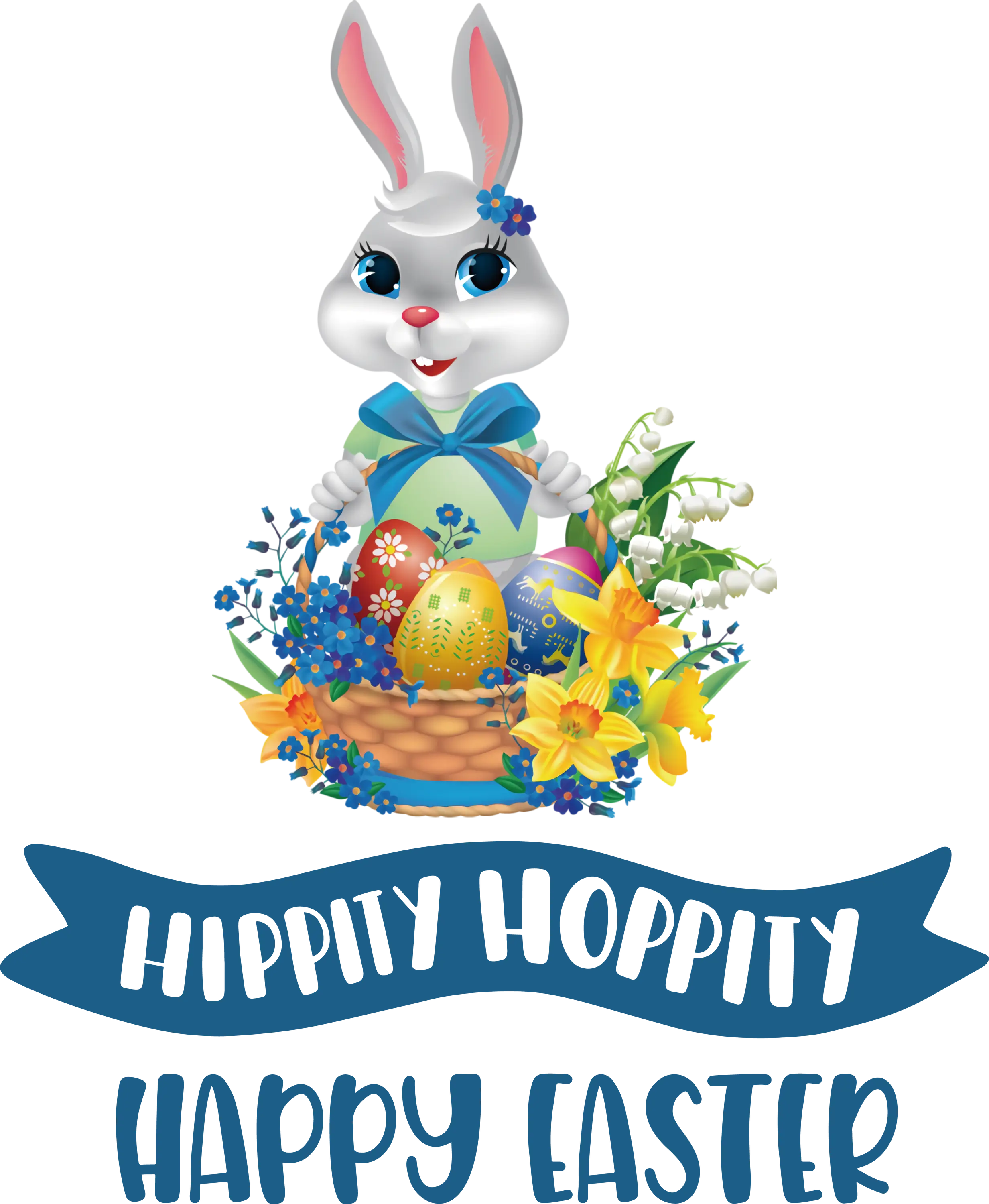 Easter Bunny with Colorful Egg Basket Illustration