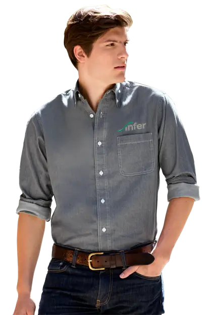 Casual Man in Denim Shirt