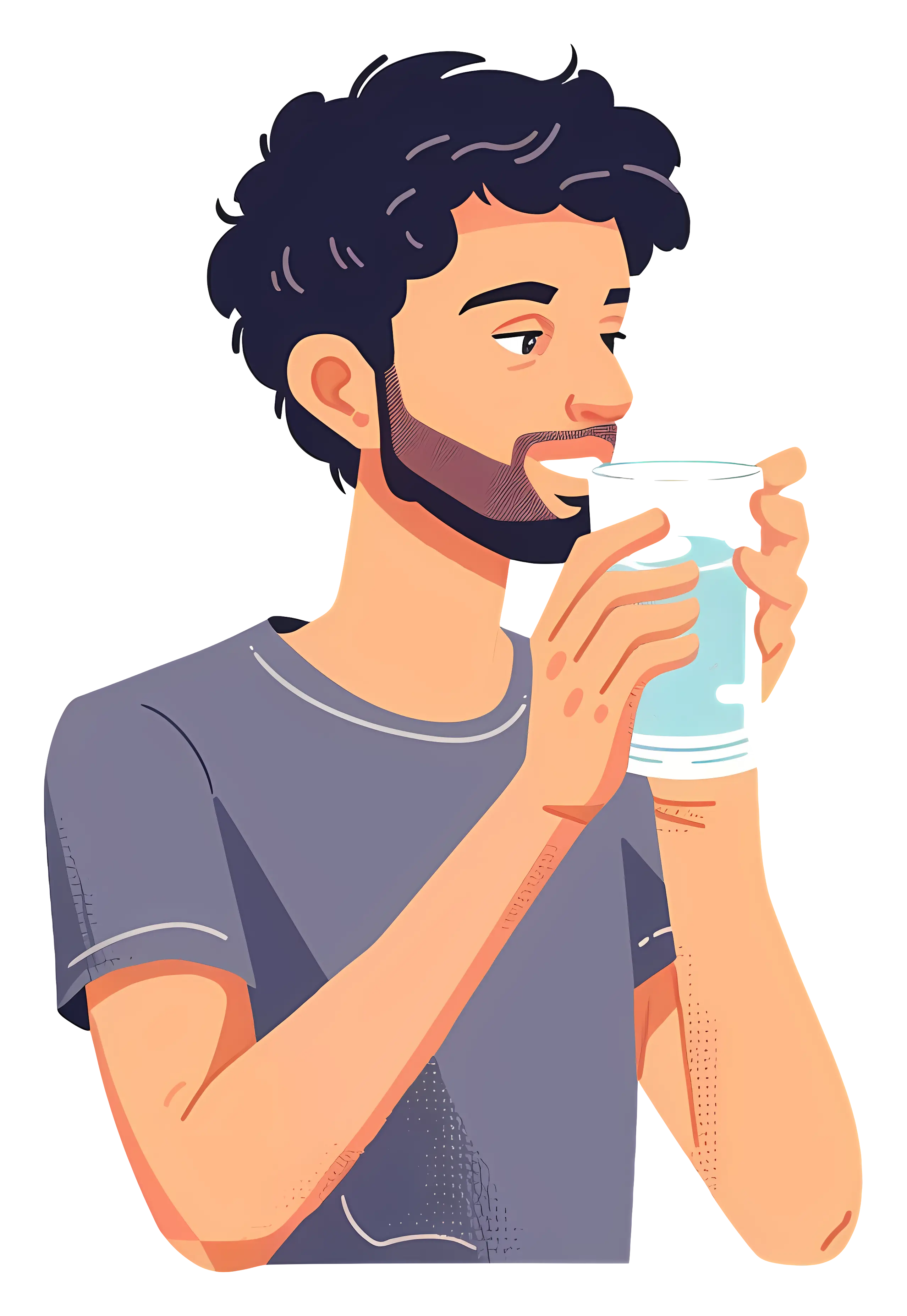 Man Drinking Water from Glass